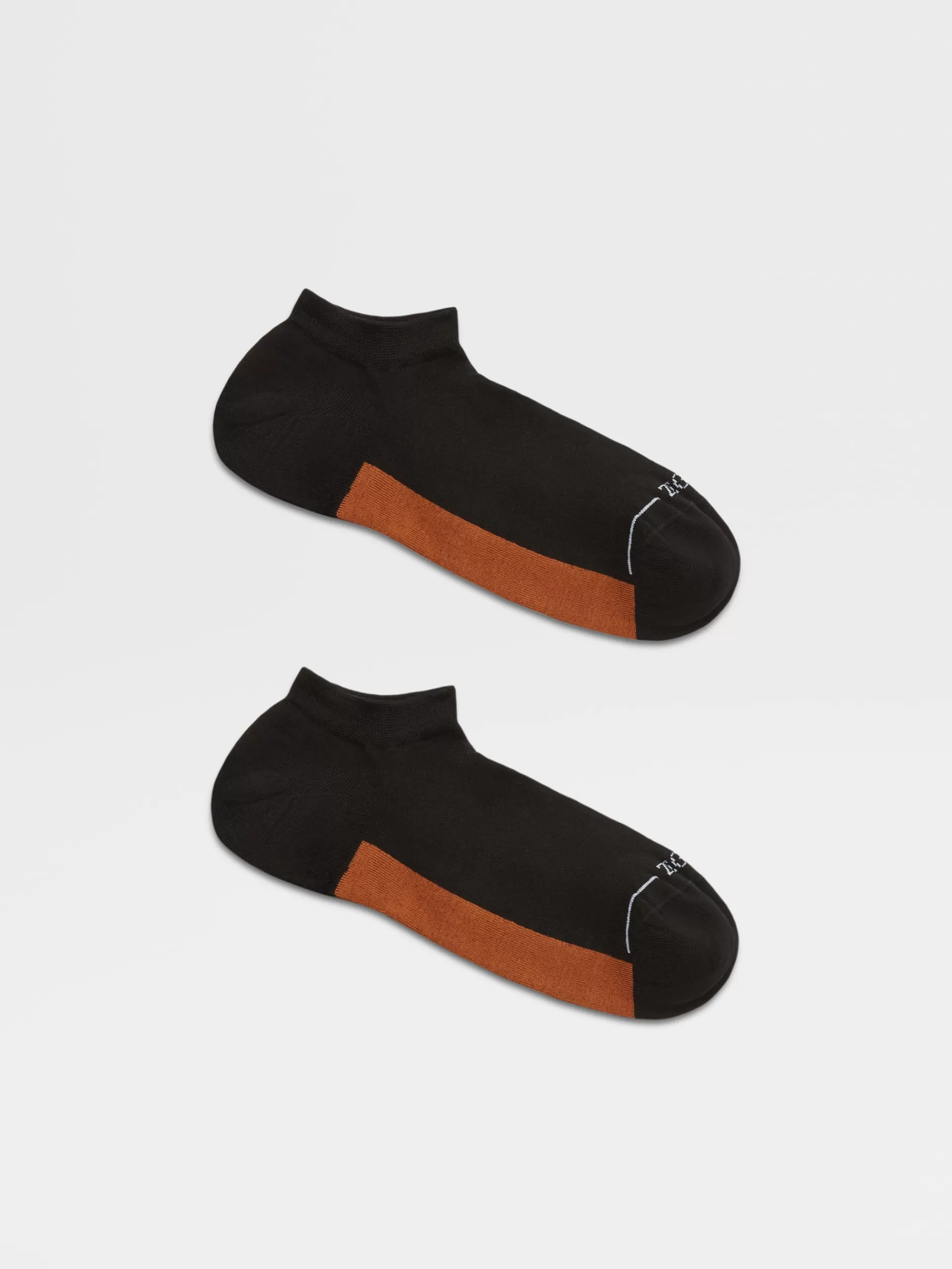 Best ZEGNA Chaussettes Basses 232 Road Brand Mark En Lyocell Technique Noir