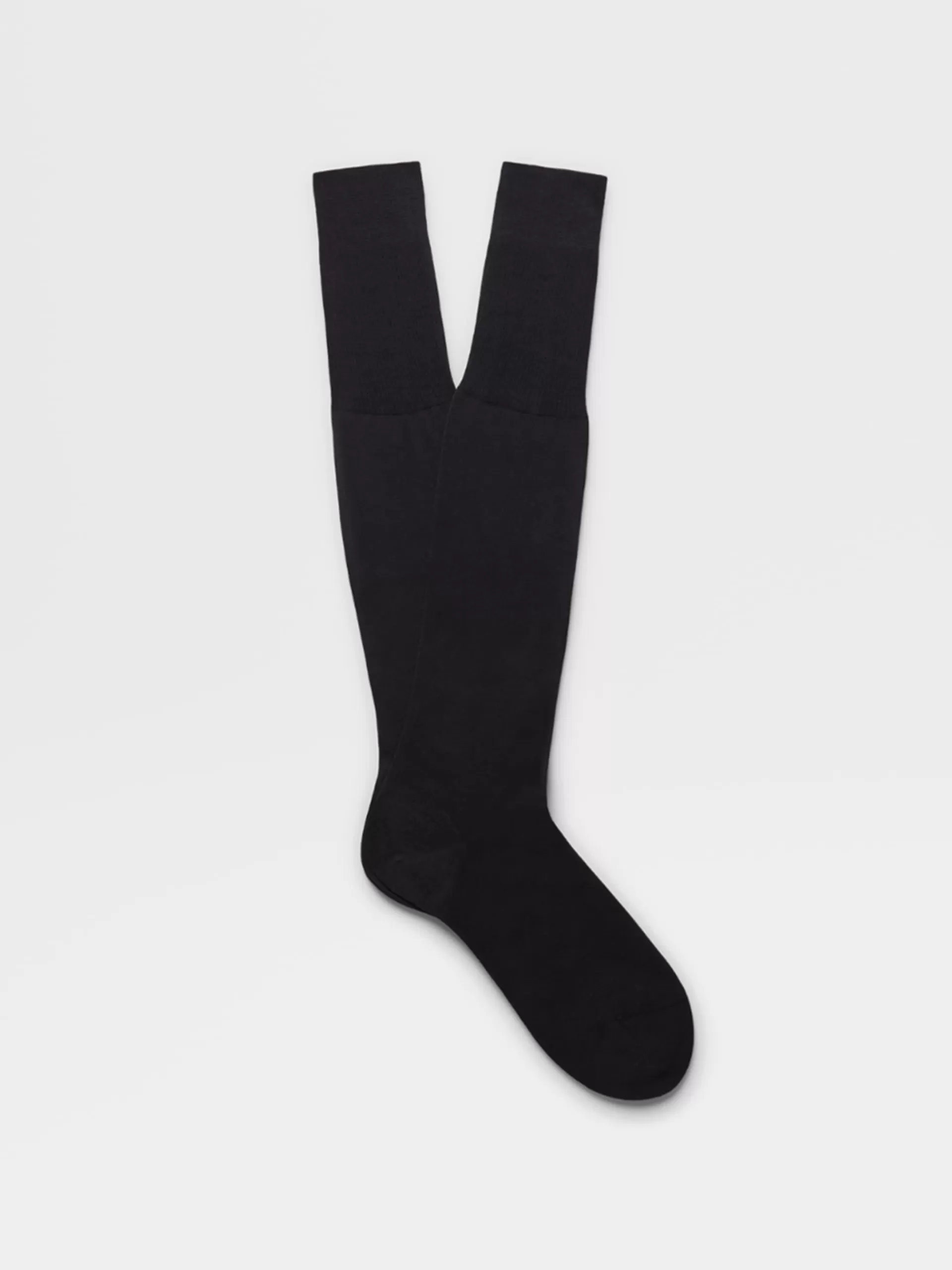 Discount ZEGNA Chaussettes Hautes En Coton Bleu Marine