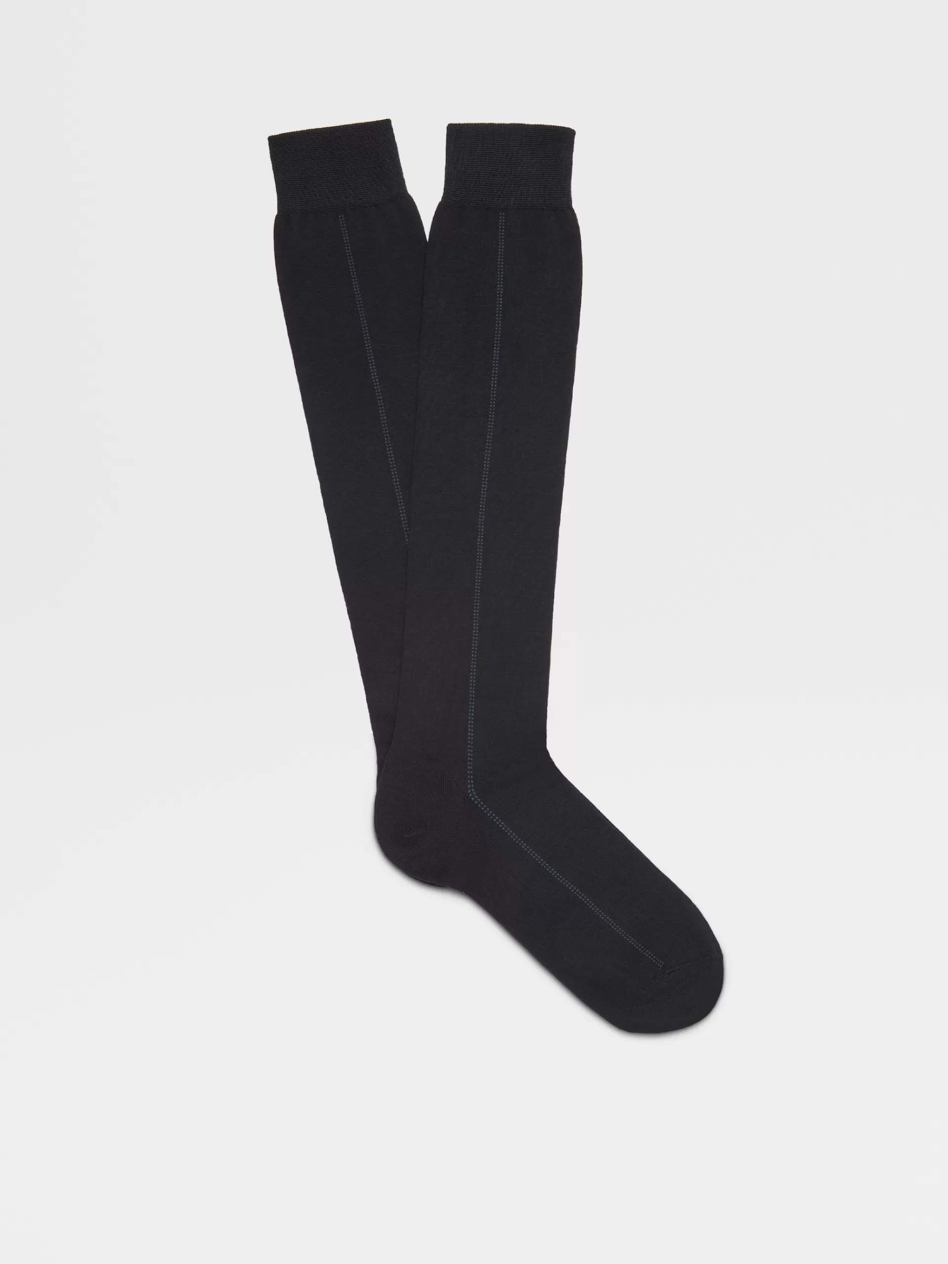 Best Sale ZEGNA Chaussettes Mi-Hautes Baguette En Lyocell Melange Bleu Nuit