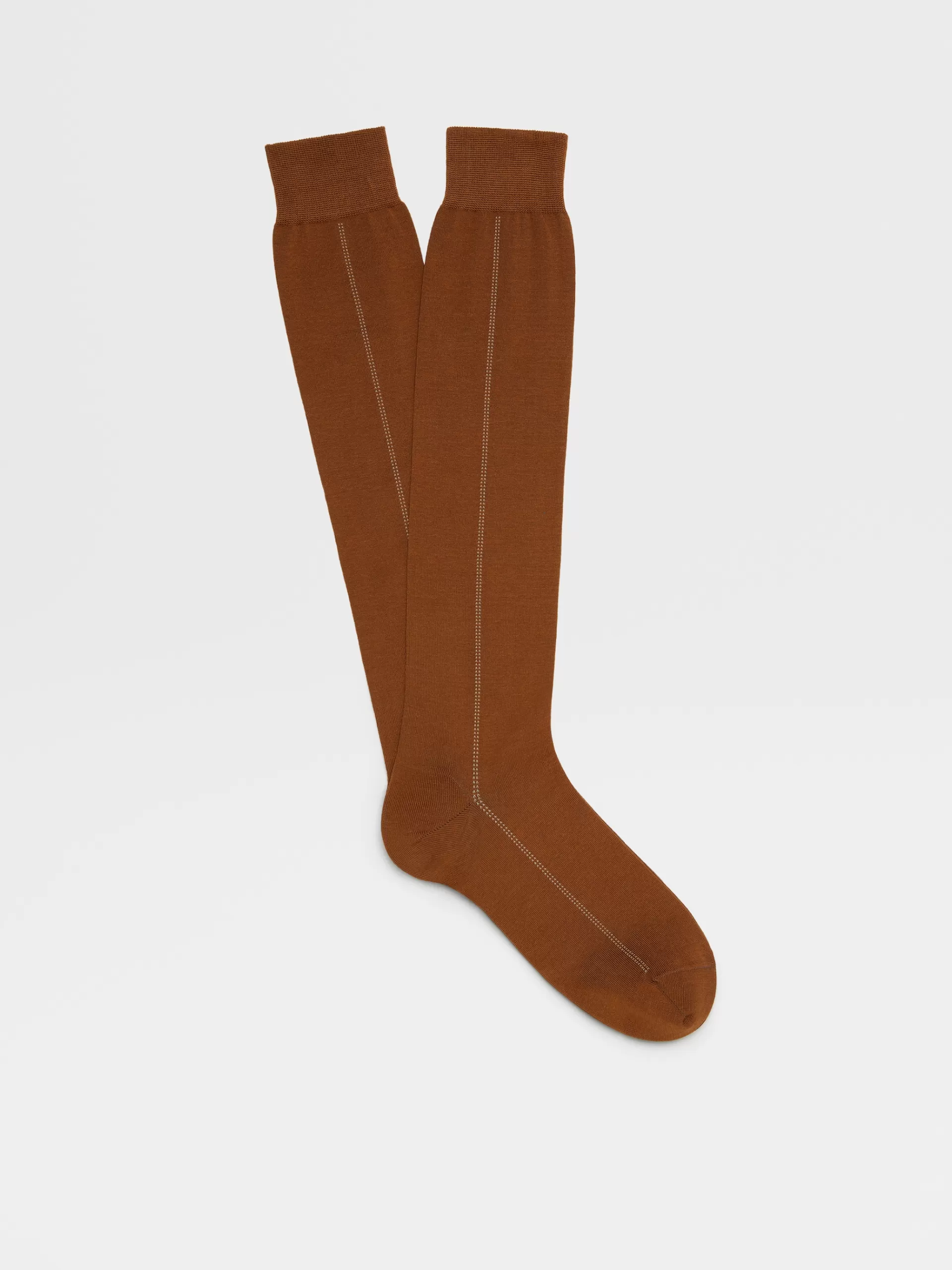 Best ZEGNA Chaussettes Mi-Hautes Baguette En Lyocell Melange Marron Vigogne