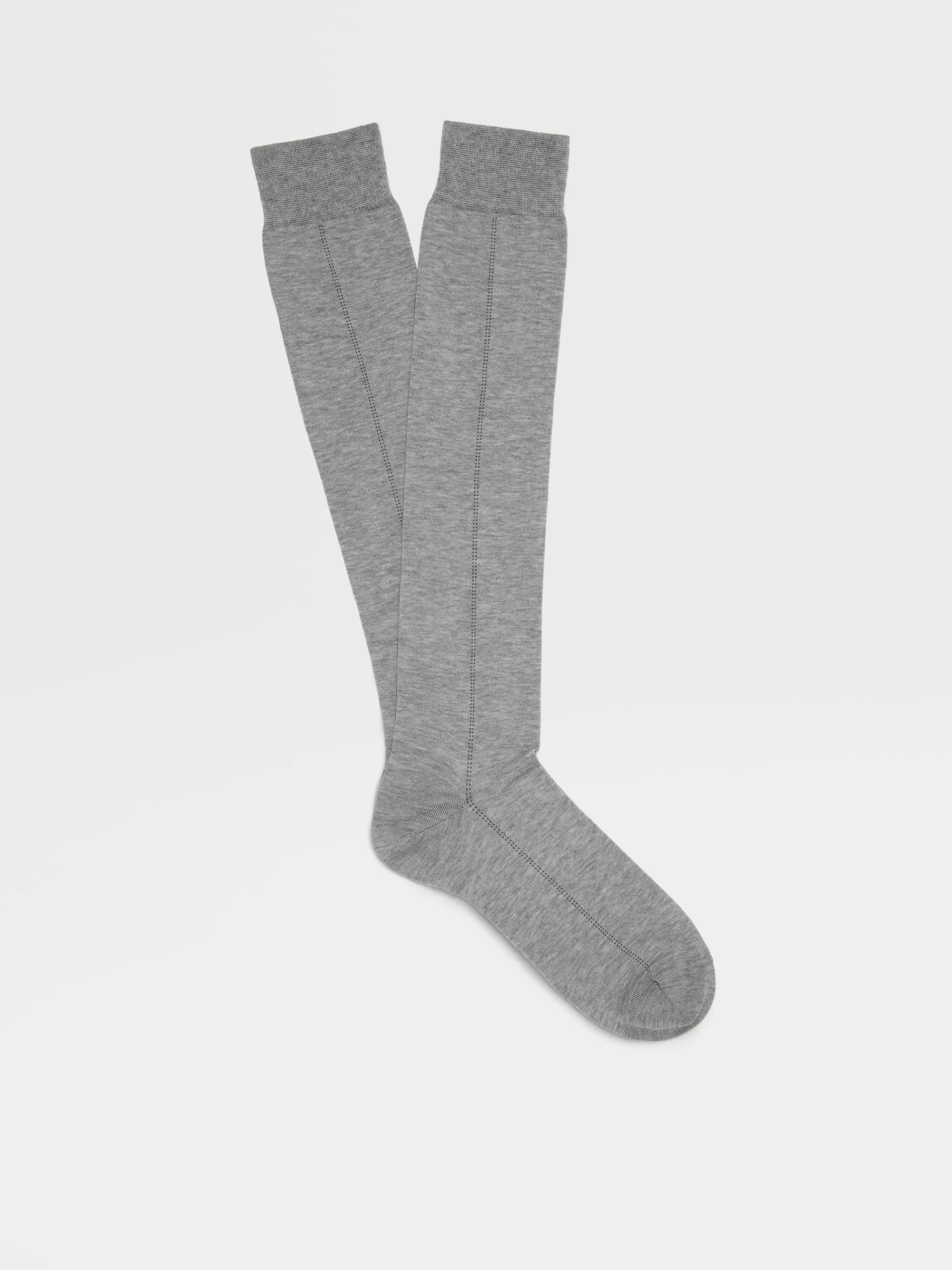 Discount ZEGNA Chaussettes Mi-Hautes Baguette En Lyocell Melange Gris Clair Chine