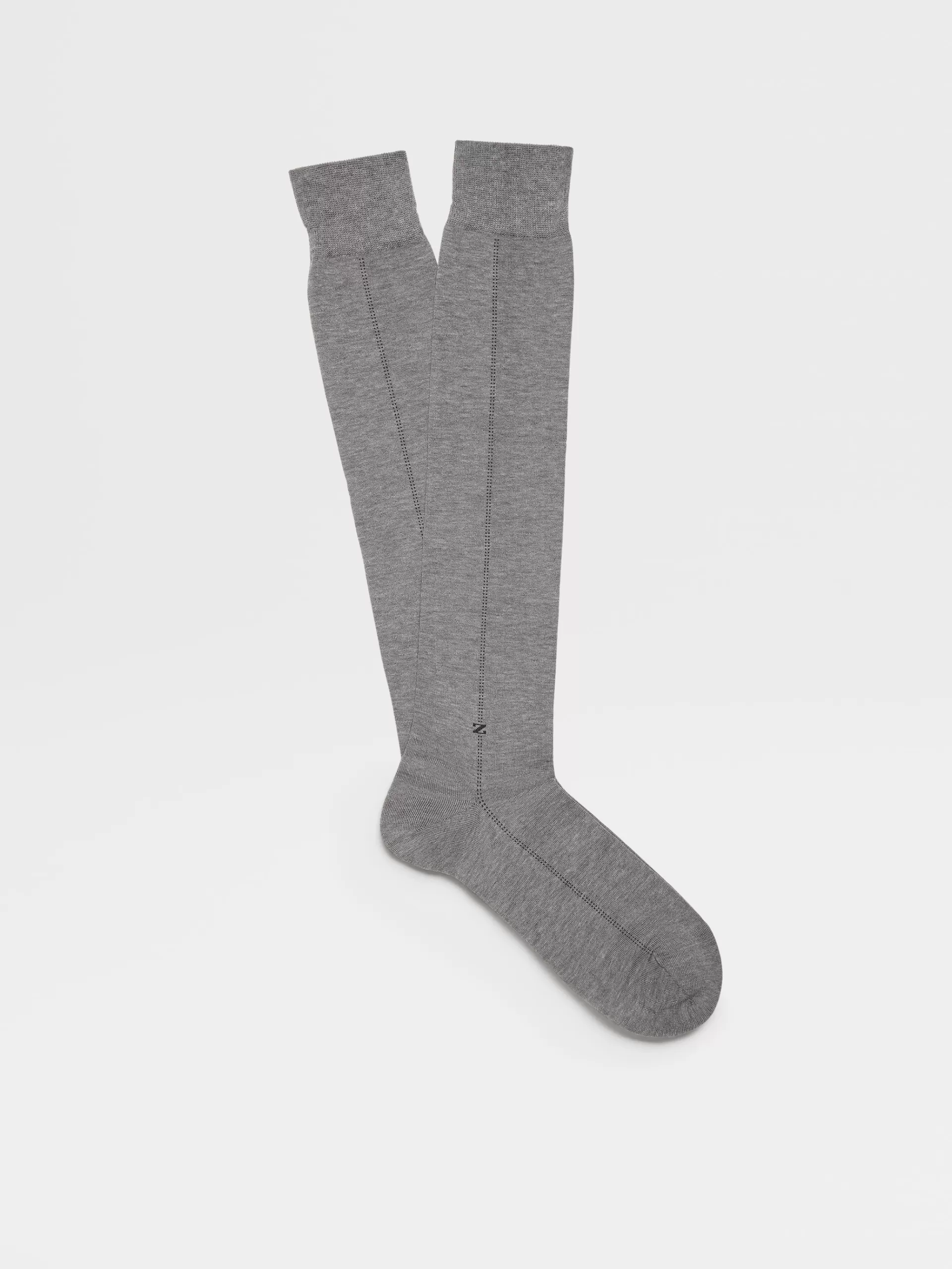 New ZEGNA Chaussettes Mi-Hautes Baguettees Gris