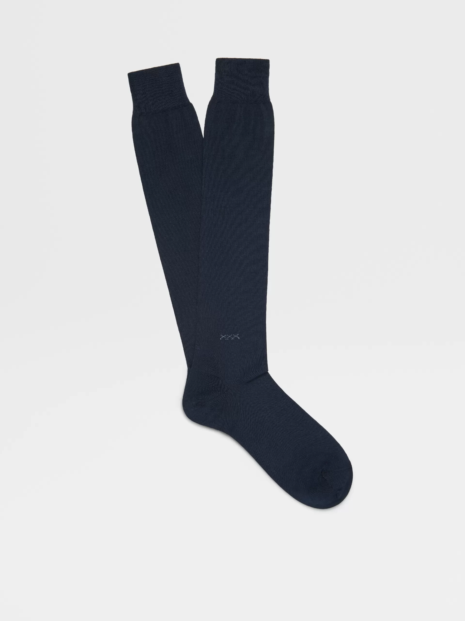 Clearance ZEGNA Chaussettes Mi-Hautes Everyday Triple X En Lyocell Melange Bleu