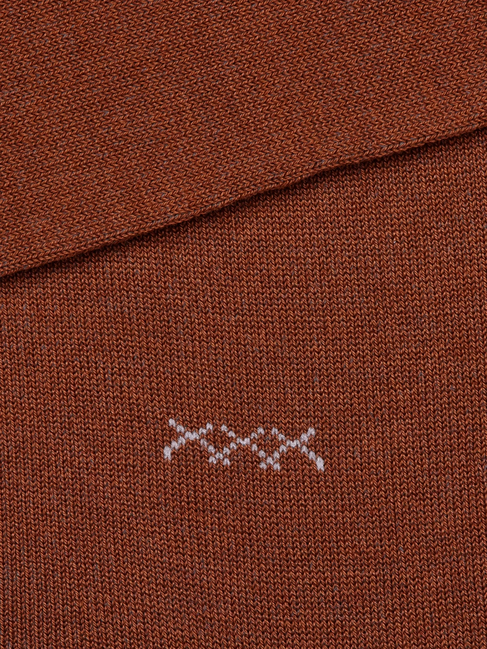 Shop ZEGNA Chaussettes Mi-Hautes Everyday Triplex En Lyocell Melange Marron Vigogne