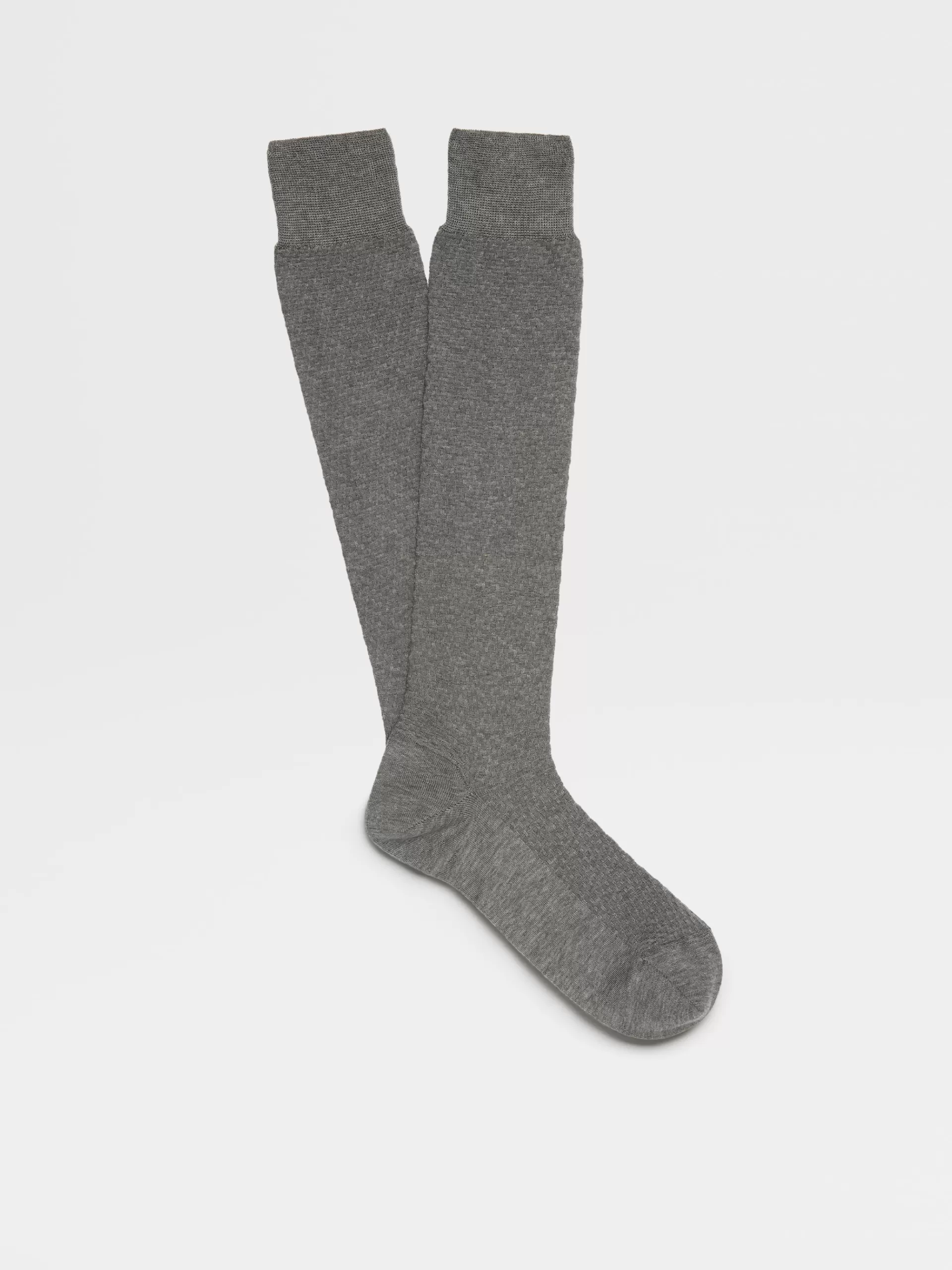 Outlet ZEGNA Chaussettes Mi-Hautes Texturees En Lyocell Melange Gris Ardoise Chine