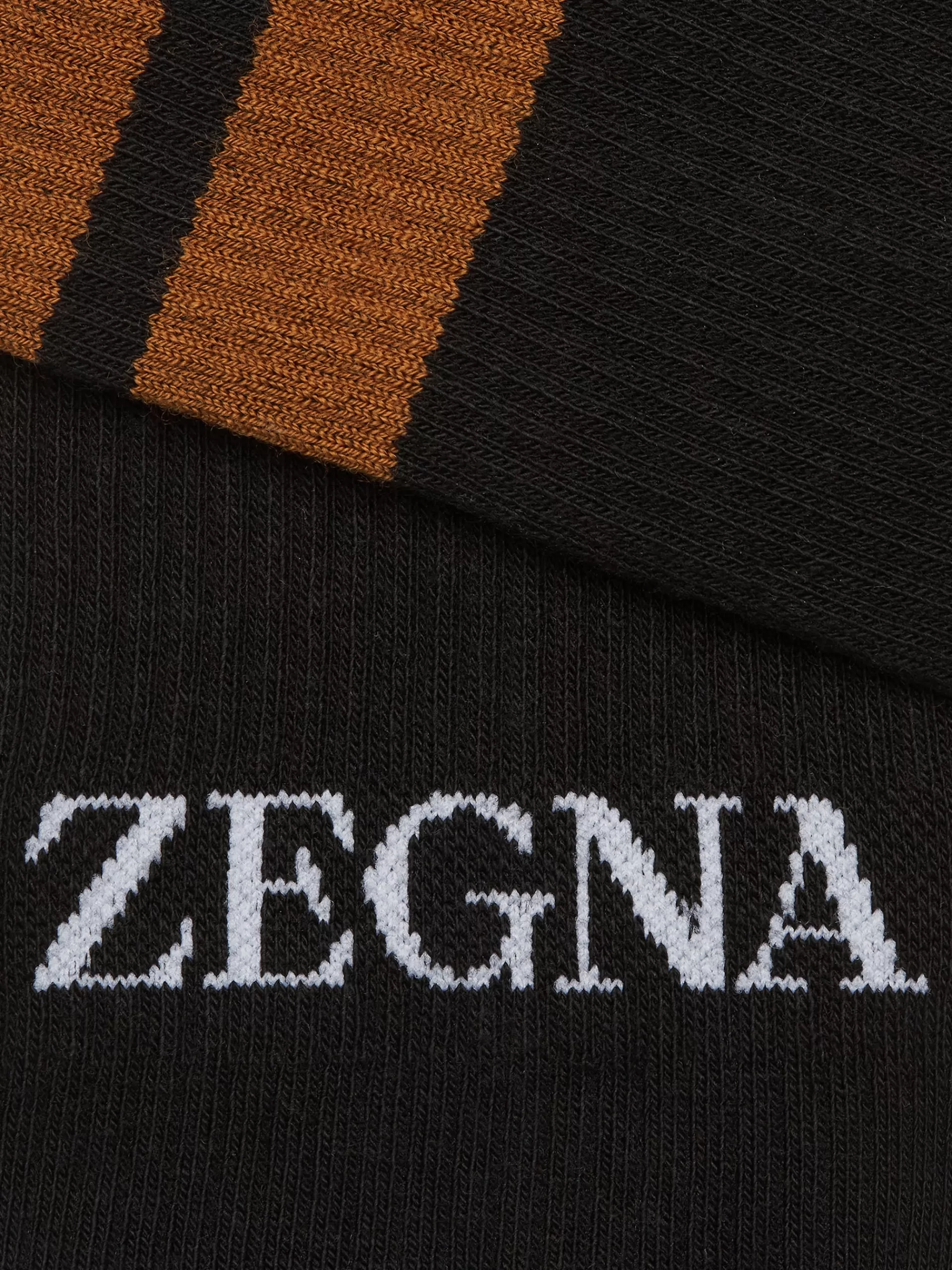 Sale ZEGNA Chaussettes Mi-Hautes 232 Road Brand Mark En Coton Melange Technique Noir