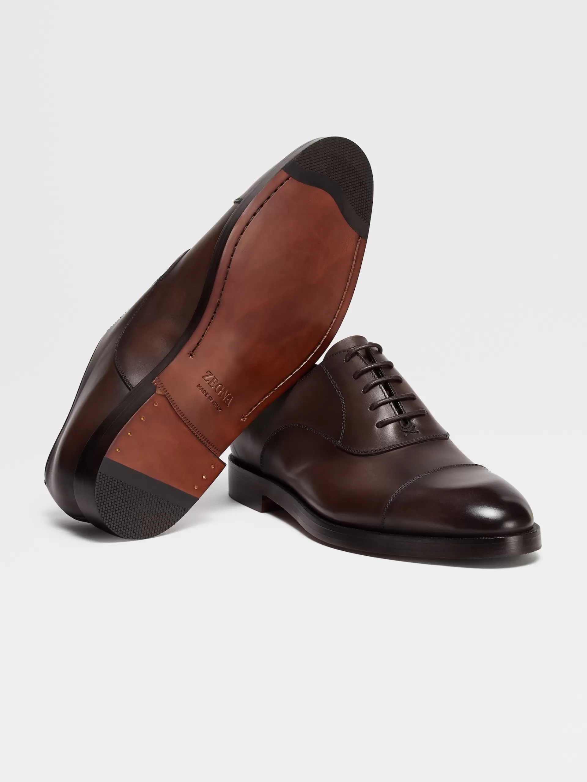 Clearance ZEGNA Chaussures Richelieu Torino En Cuir Marron Fonce