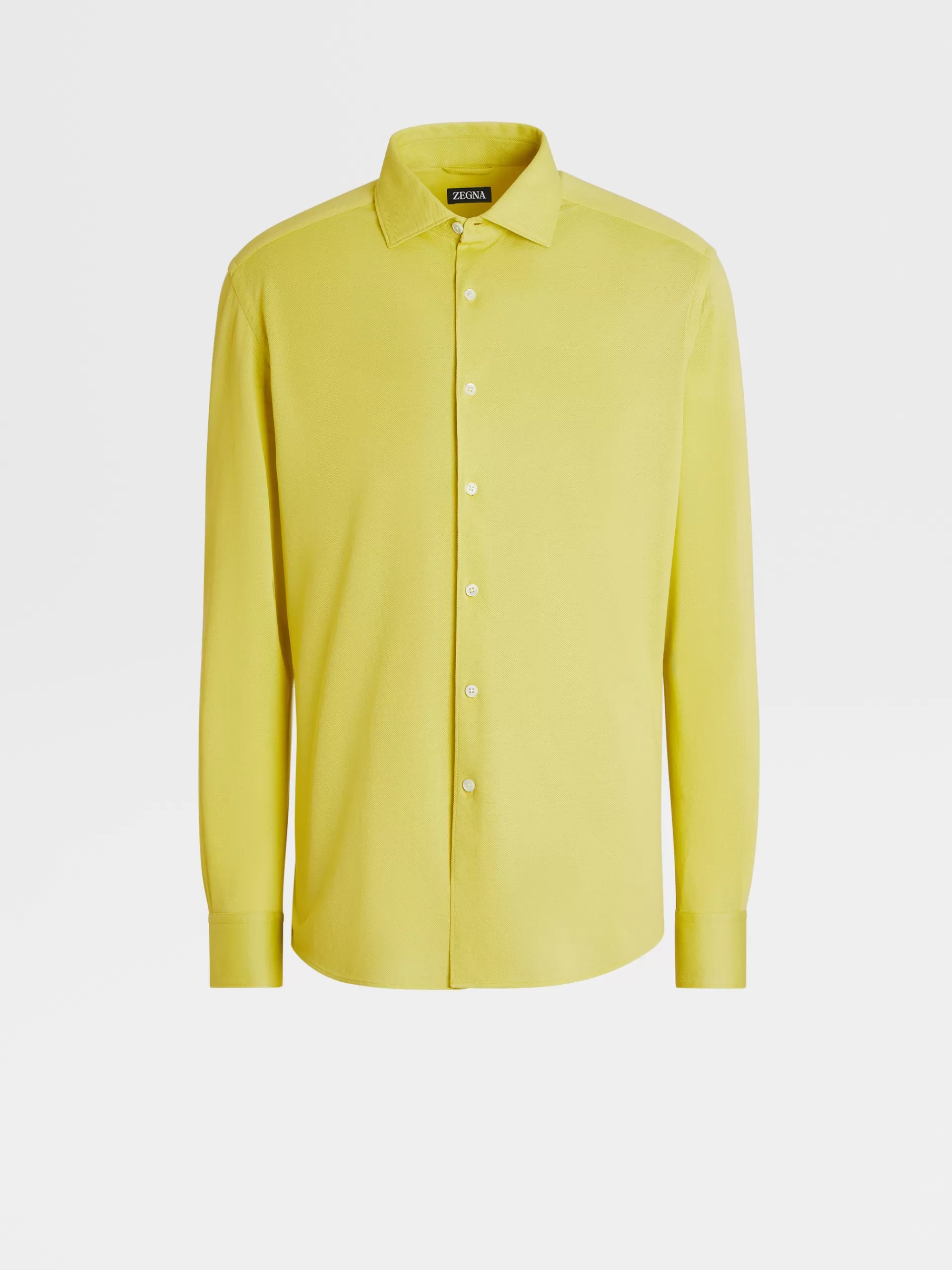 Online ZEGNA Chemise A Manches Longues En Jersey De Coton Pur Jaune