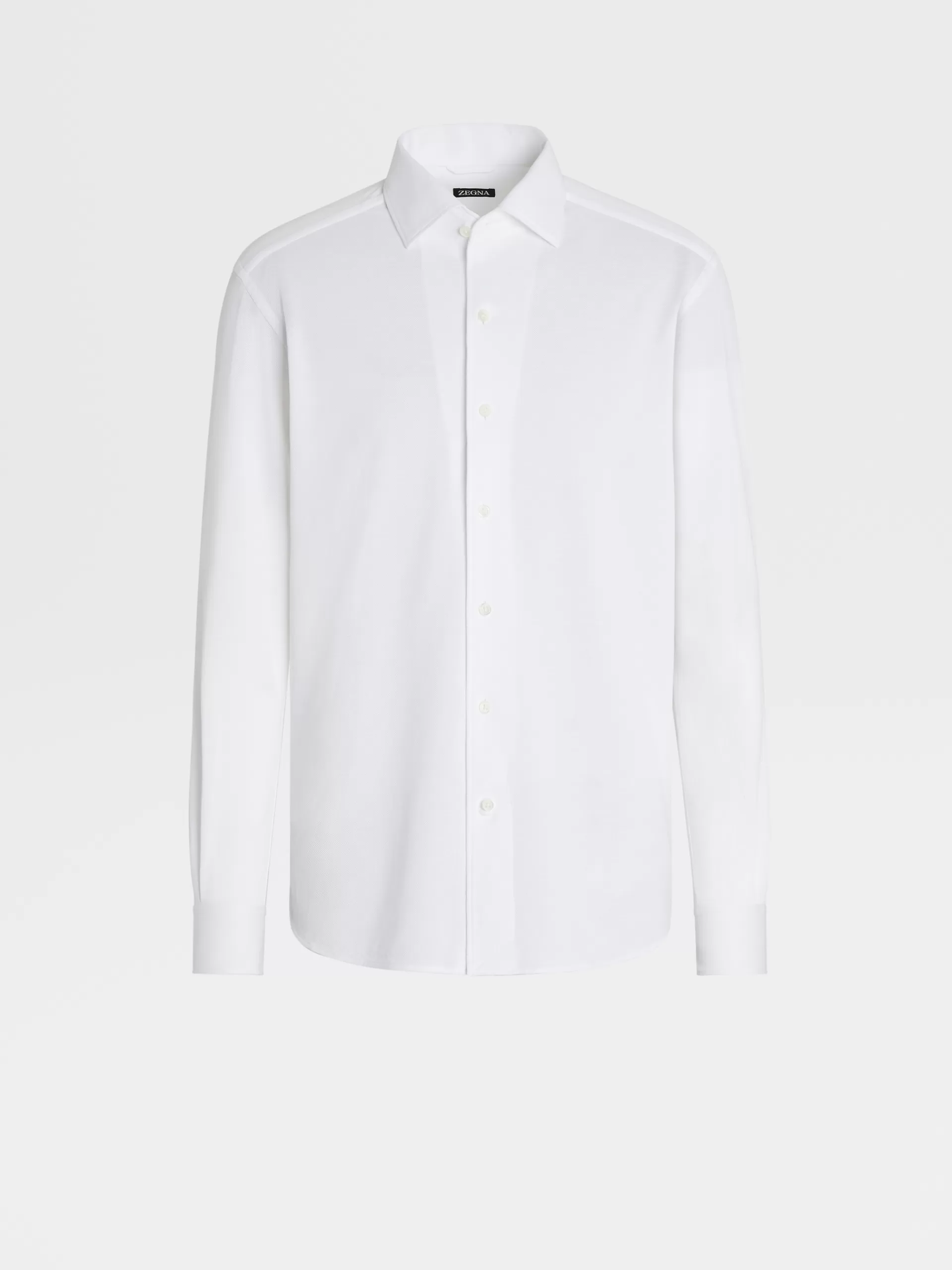 Clearance ZEGNA Chemise A Manches Longues En Jersey De Coton Purhe Blanc