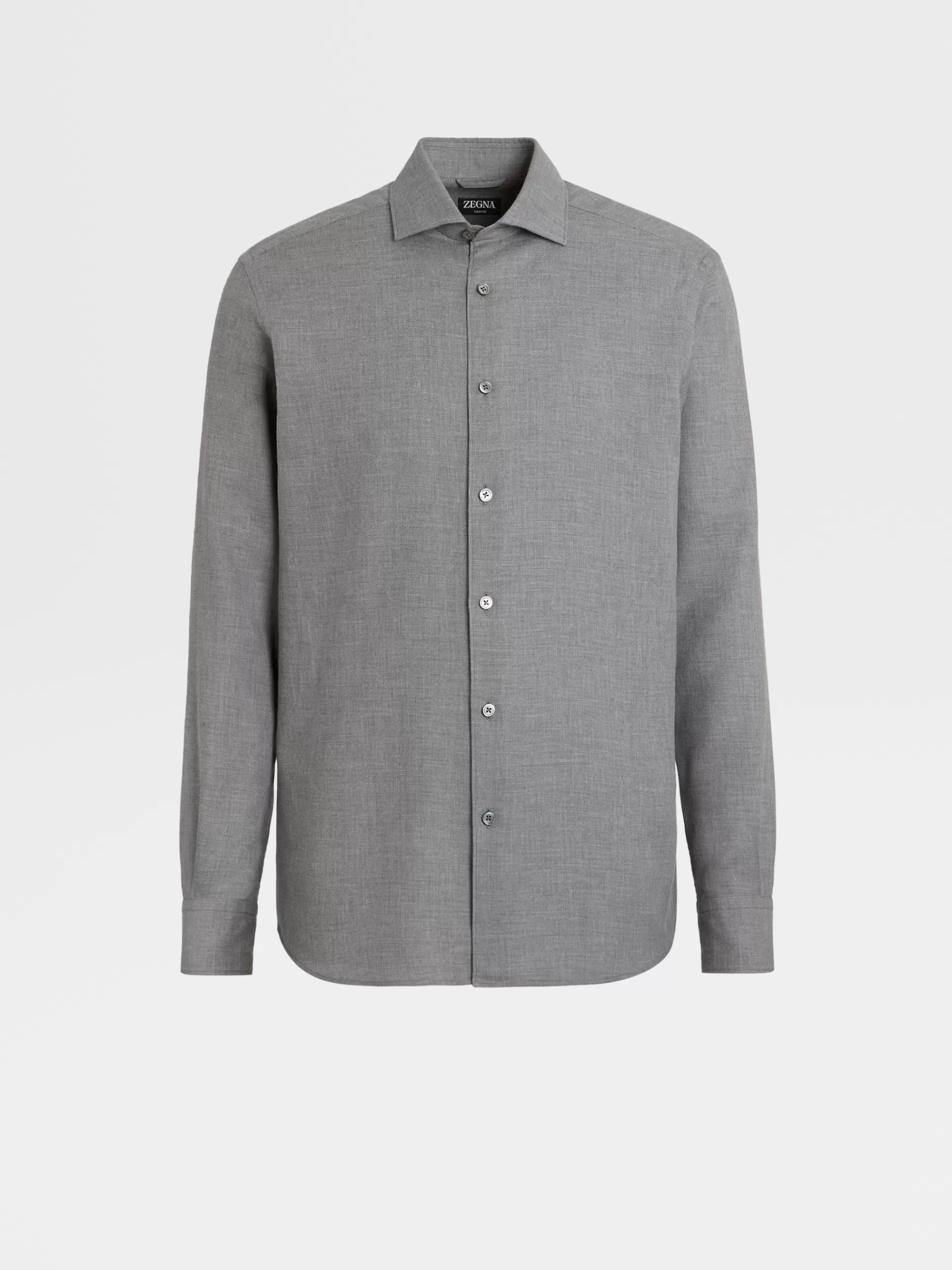 Shop ZEGNA Chemise Cashcoa Manches Longues Gris Chine