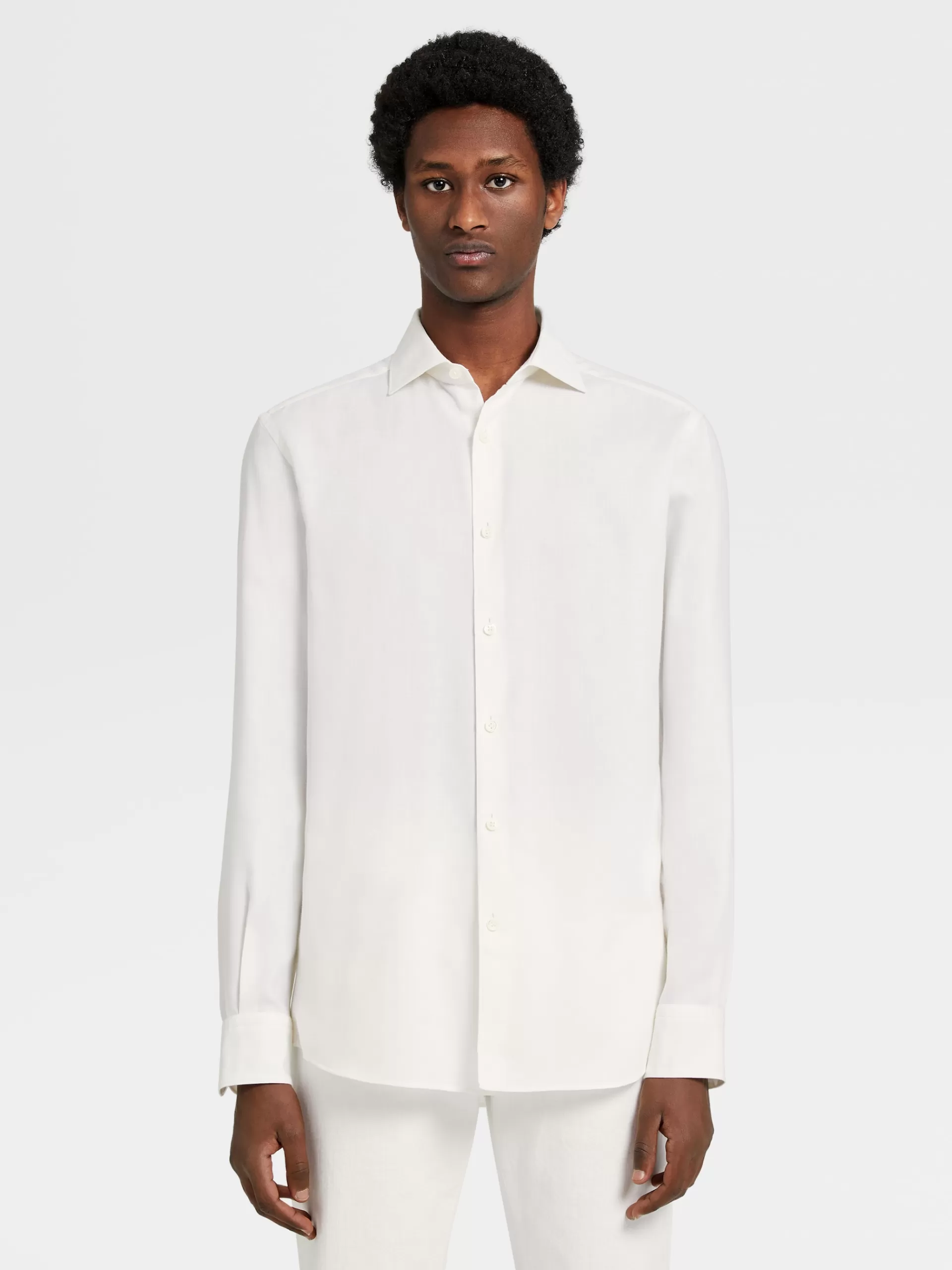 Online ZEGNA Chemise Cashcohe A Manches Longues Blanc