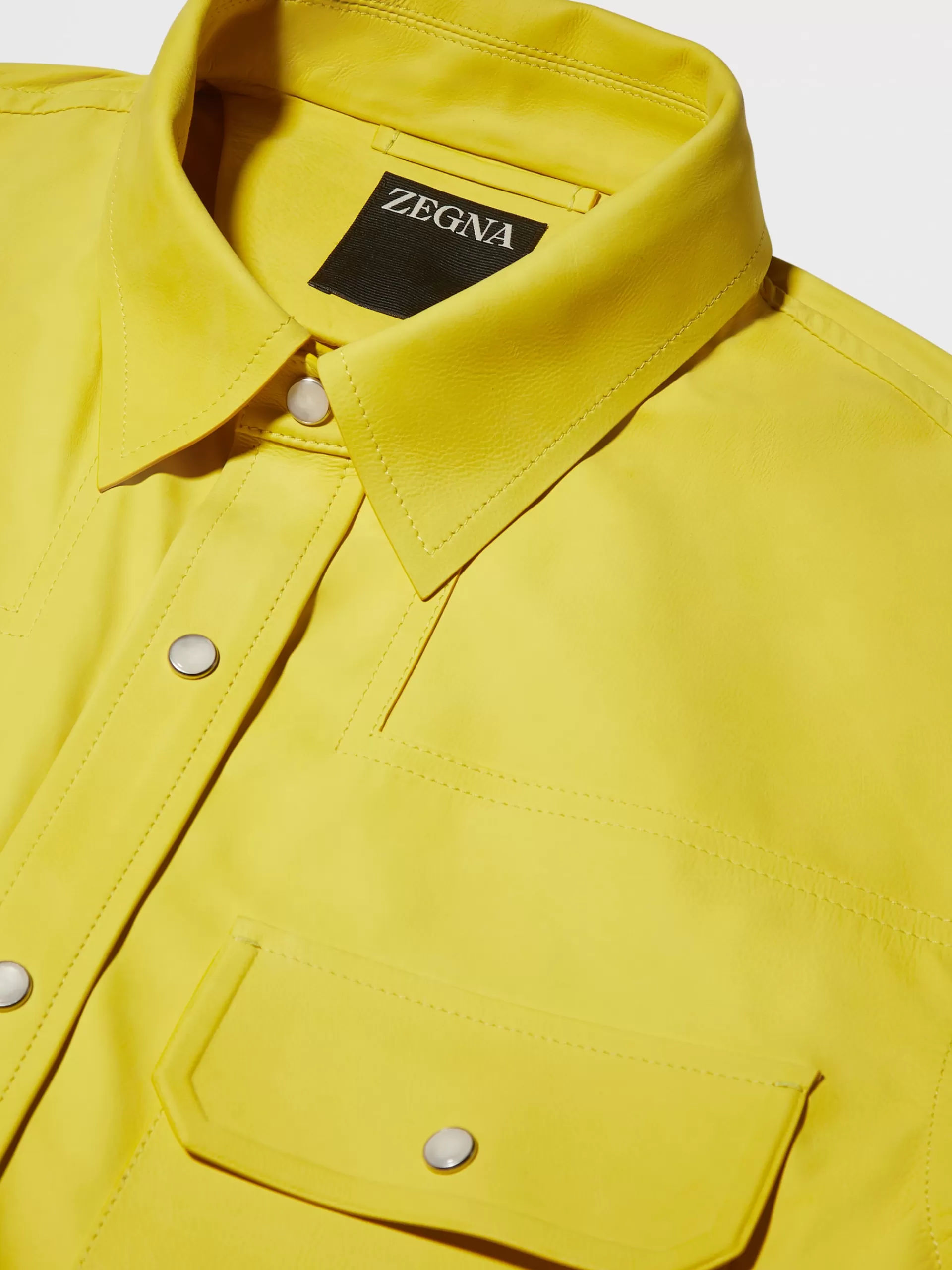 Cheap ZEGNA Chemise En Cuir De Veau Nubuck Jaune