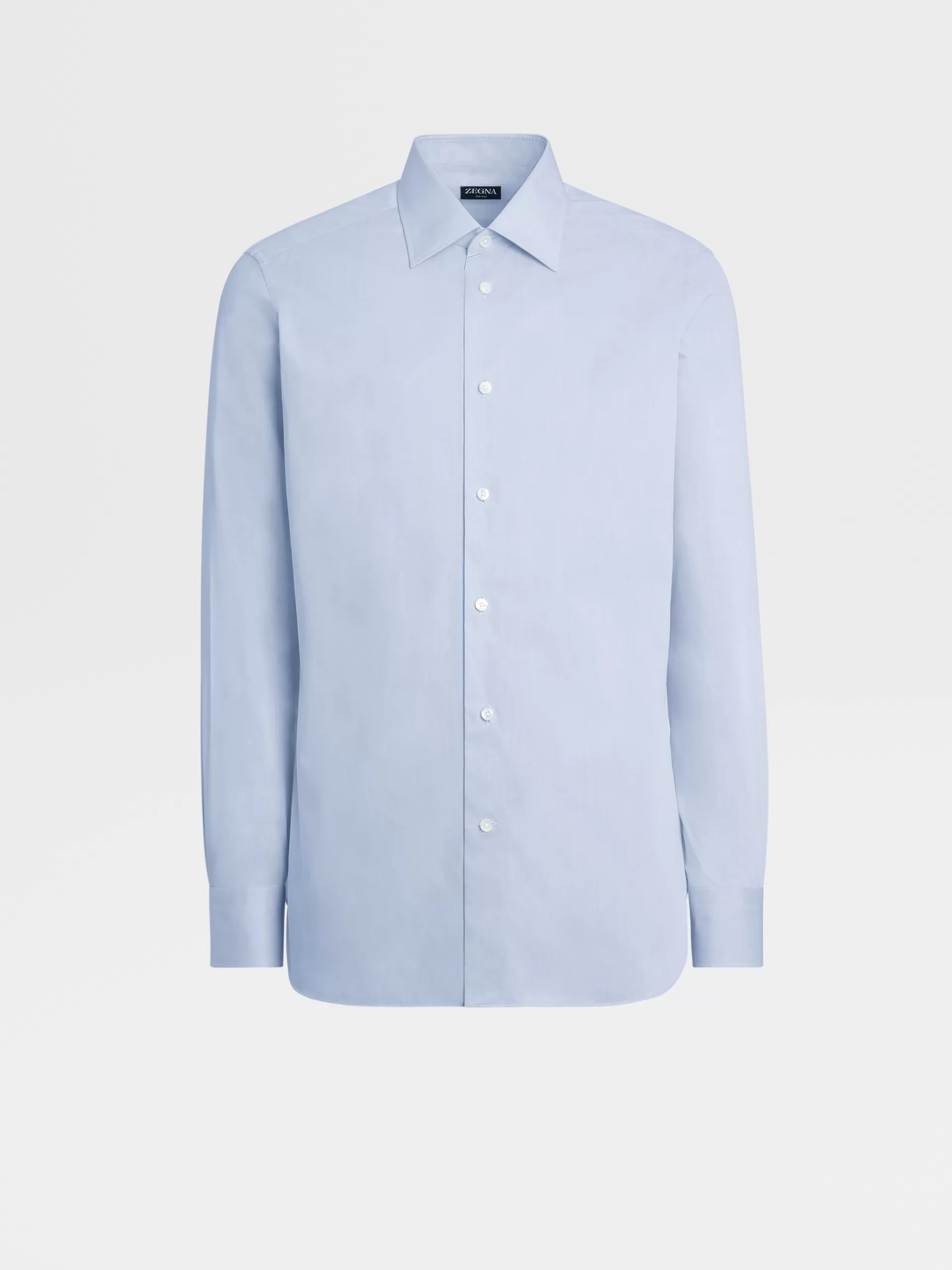 Sale ZEGNA Chemise Habillee A Manches Longues En Coton 100Fili Bleu Clair