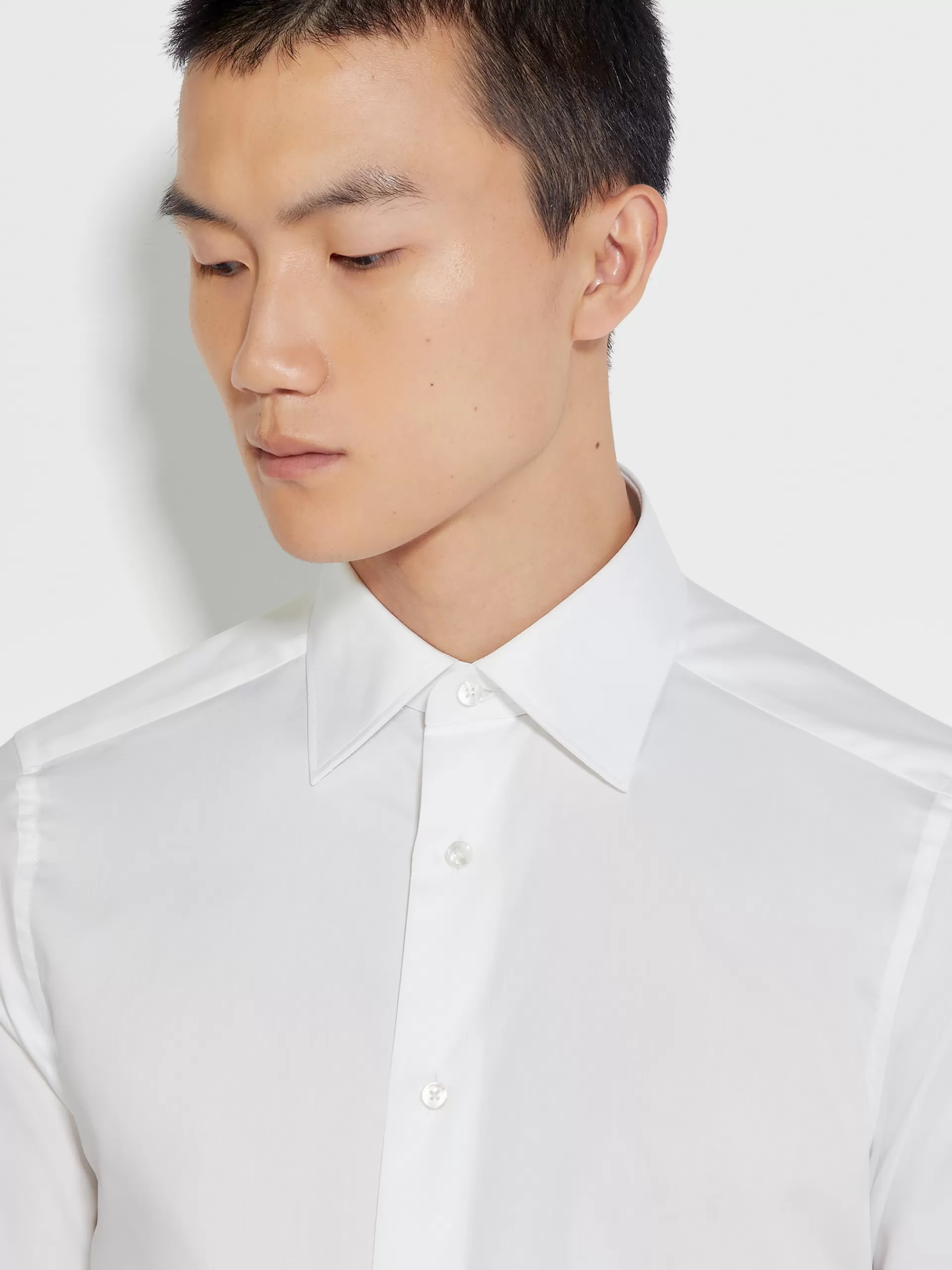 Hot ZEGNA Chemise Habillee A Manches Longues En Coton 100Filihe Blanc