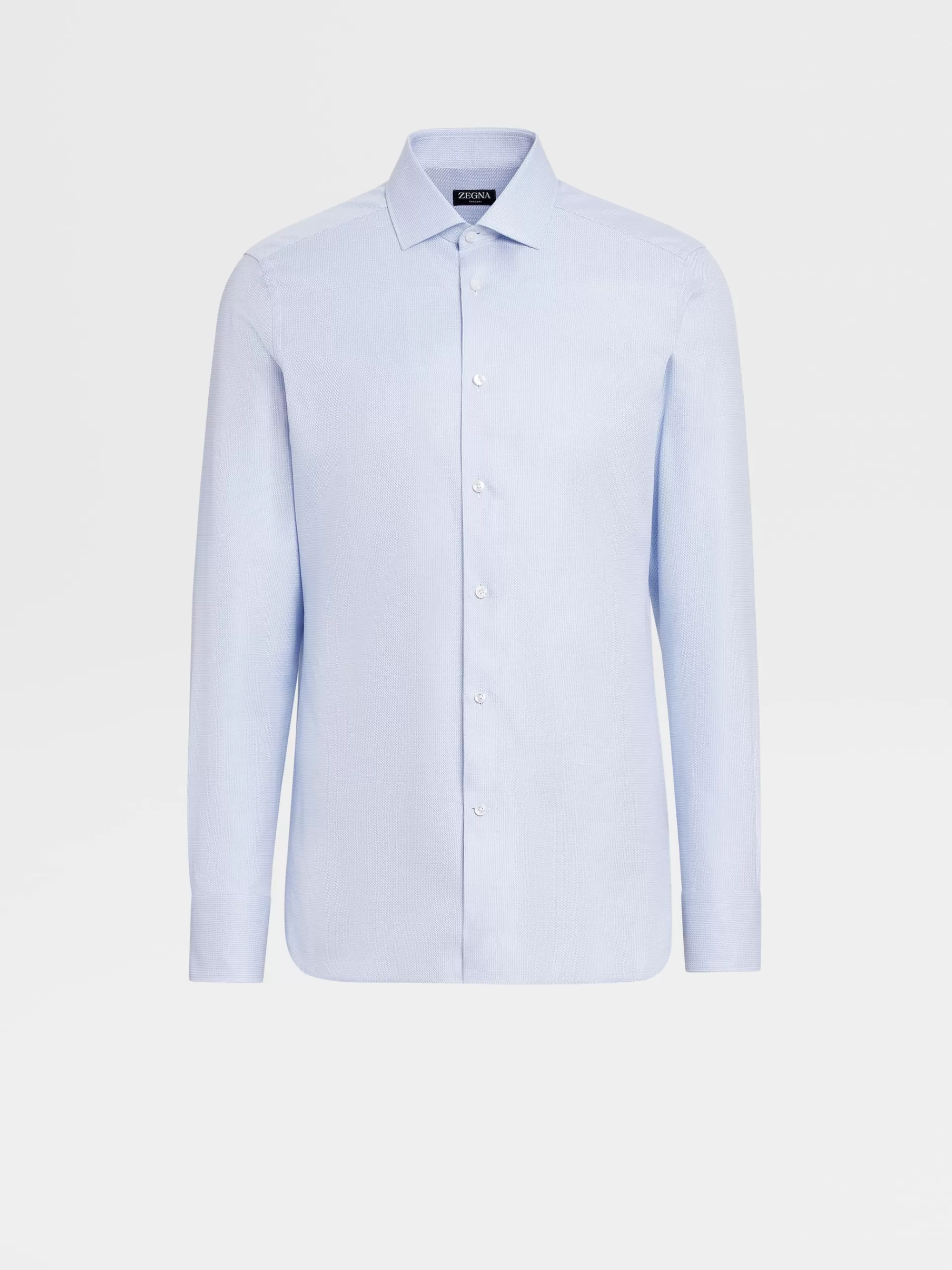 Best ZEGNA Chemise Habillee Bleu Clair Et Blanche En Coton Trecapi A Manches Longues Bleu Clair/Blanc