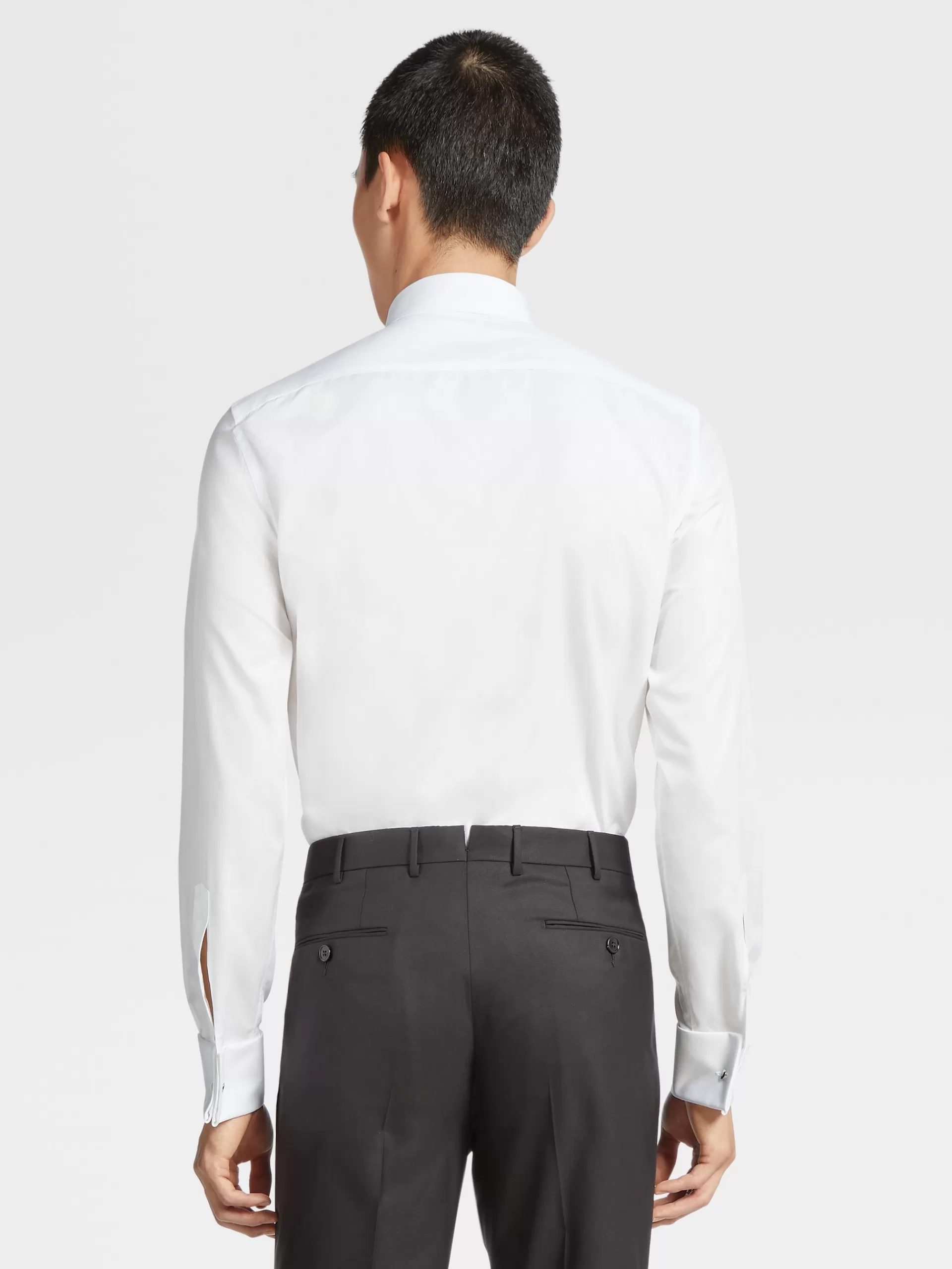 Best Sale ZEGNA Chemise Habillee De Soireehe En Coton Trofeo™ A Manches Longues Blanc