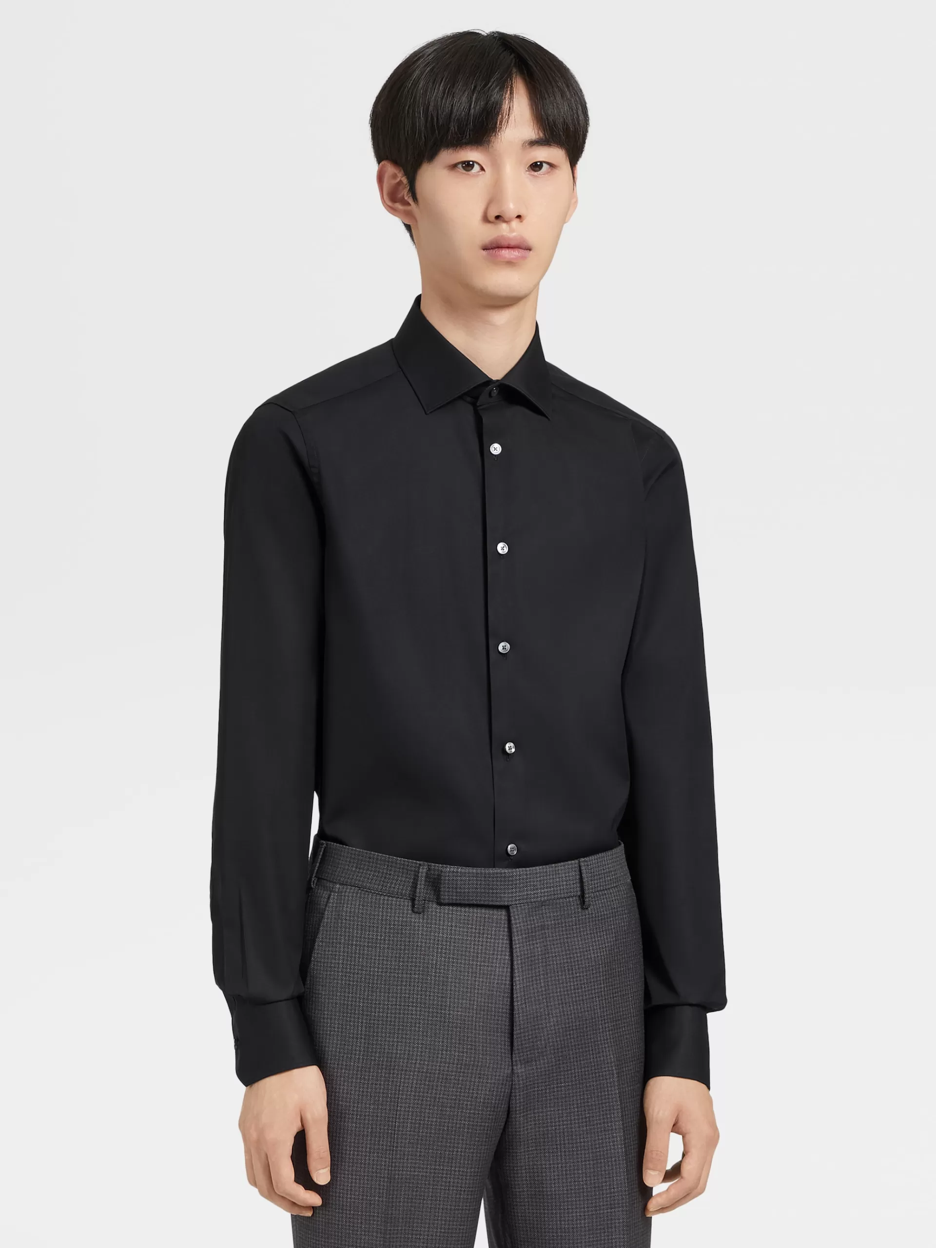 Best ZEGNA Chemise Habilleee En Coton Trofeo™ Comfort A Manches Longues Noir