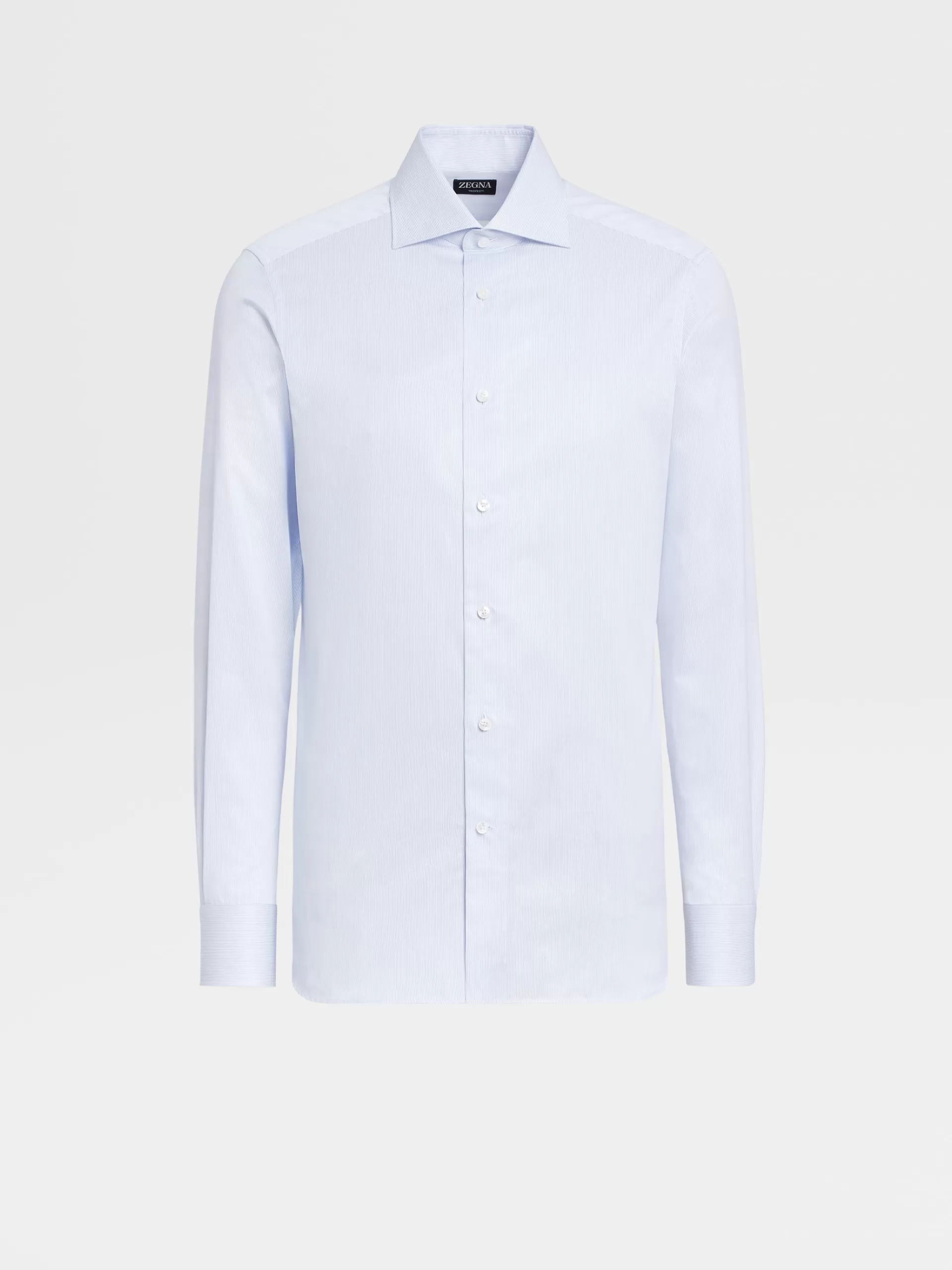 Outlet ZEGNA Chemise Habilleeen Coton Trofeo™ A Manches Longues Bleu Clair