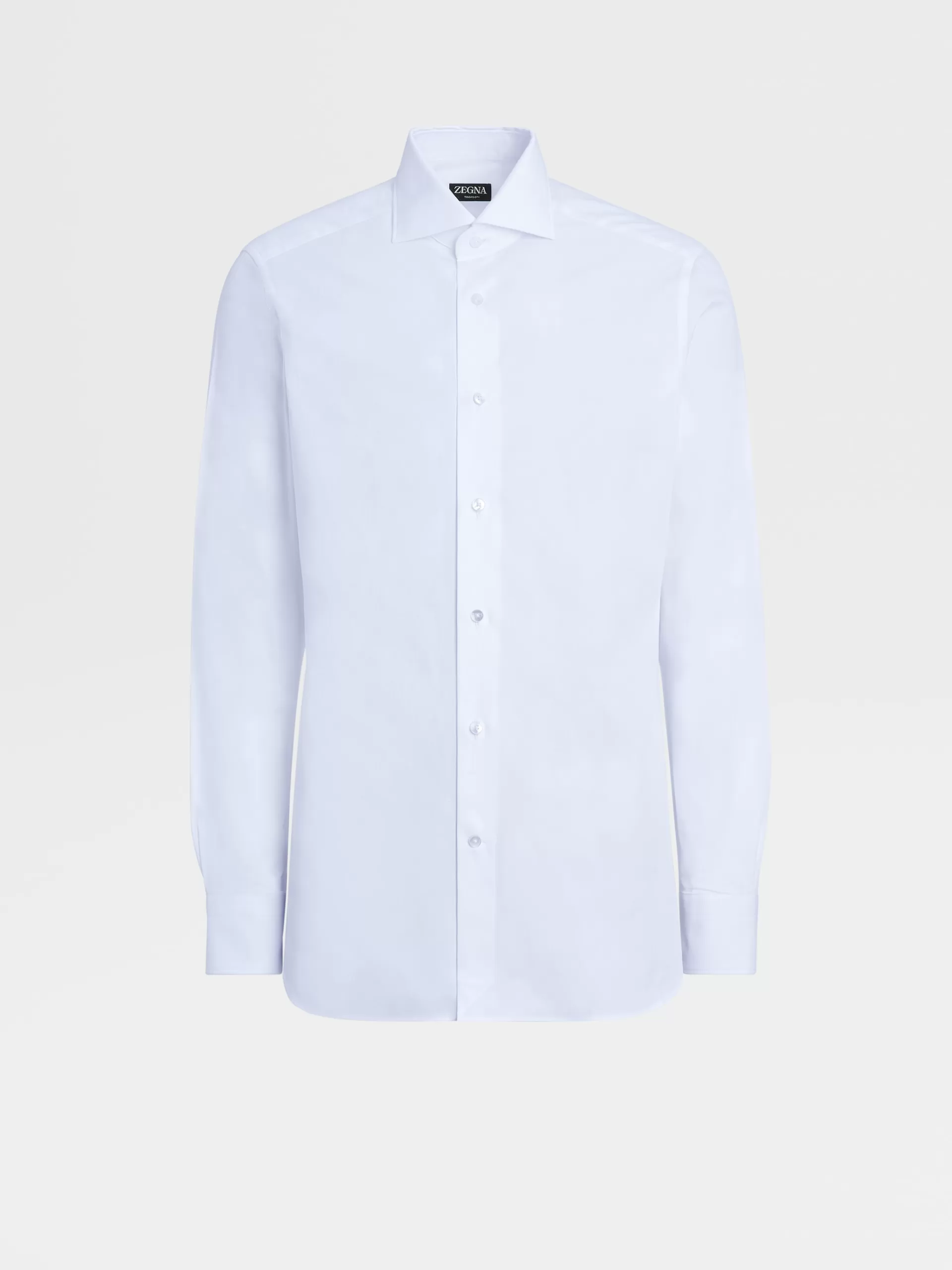 Discount ZEGNA Chemise Habilleehe En Coton Trofeo™ A Manches Longues Blanc