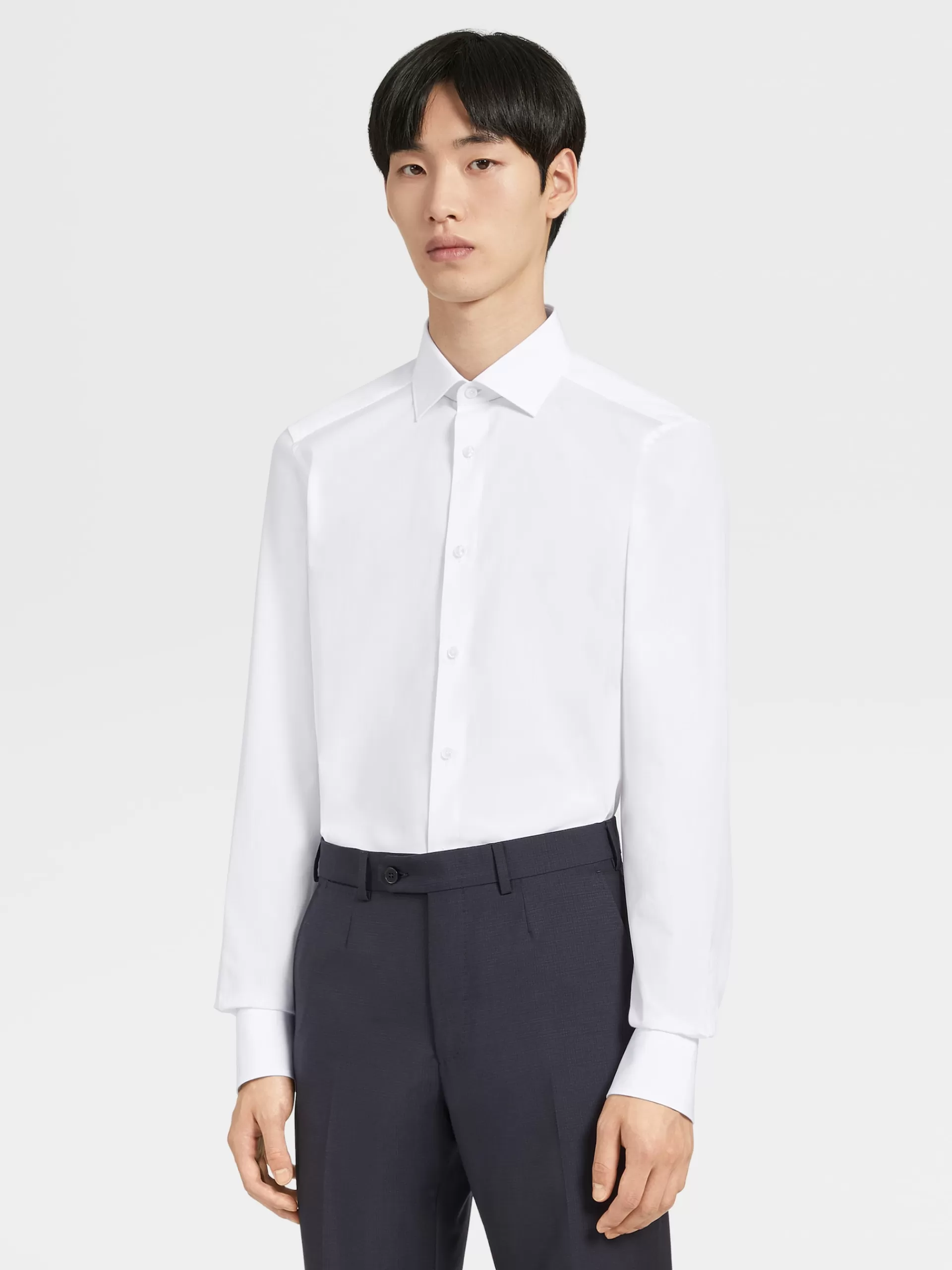 Flash Sale ZEGNA Chemise Habilleehe En Coton Trofeo™ Comfort A Manches Longues Blanc