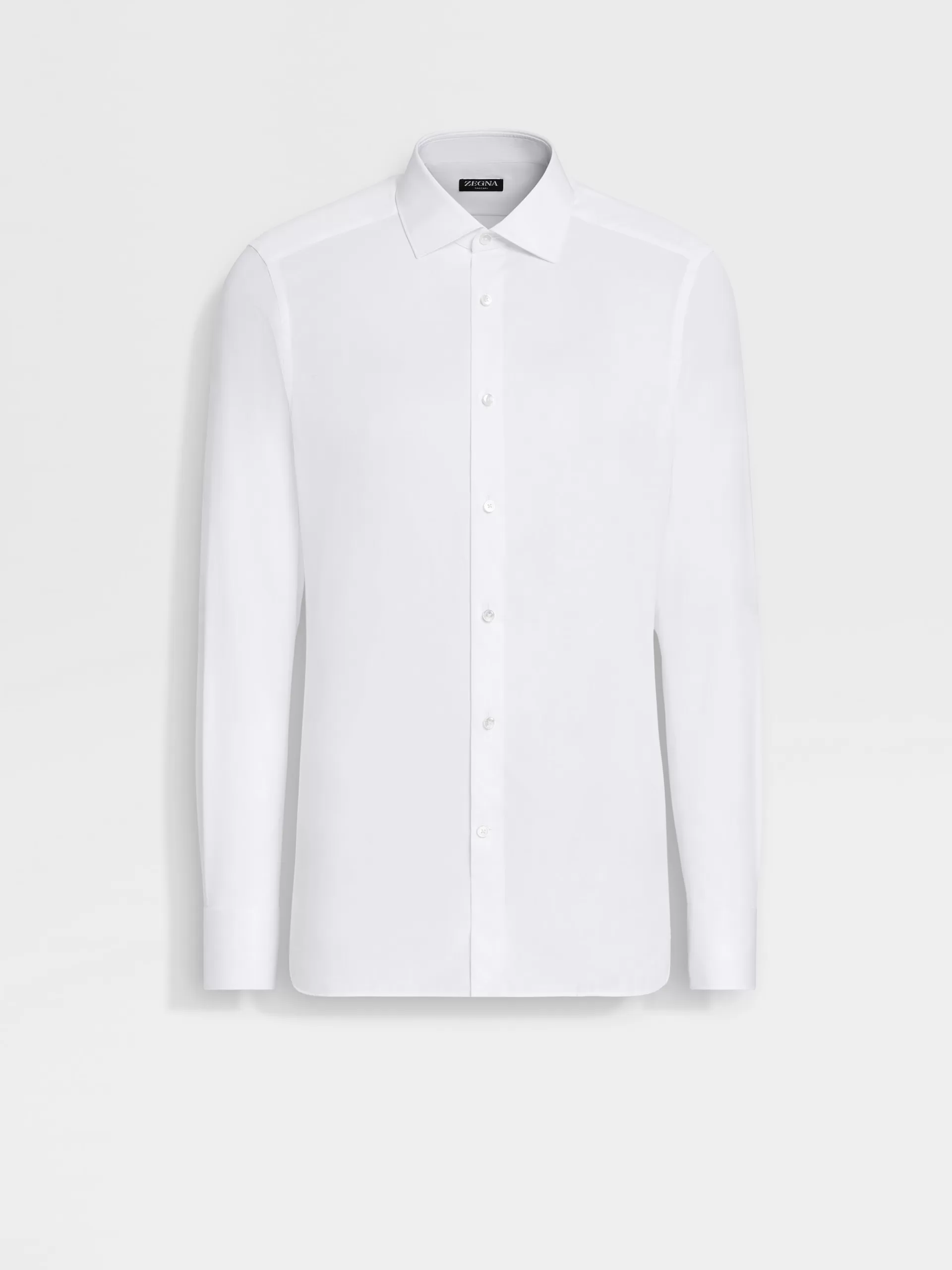 Hot ZEGNA Chemise Habilleehe Et Micro-Rayures En Coton Trecapi A Manches Longues Blanc