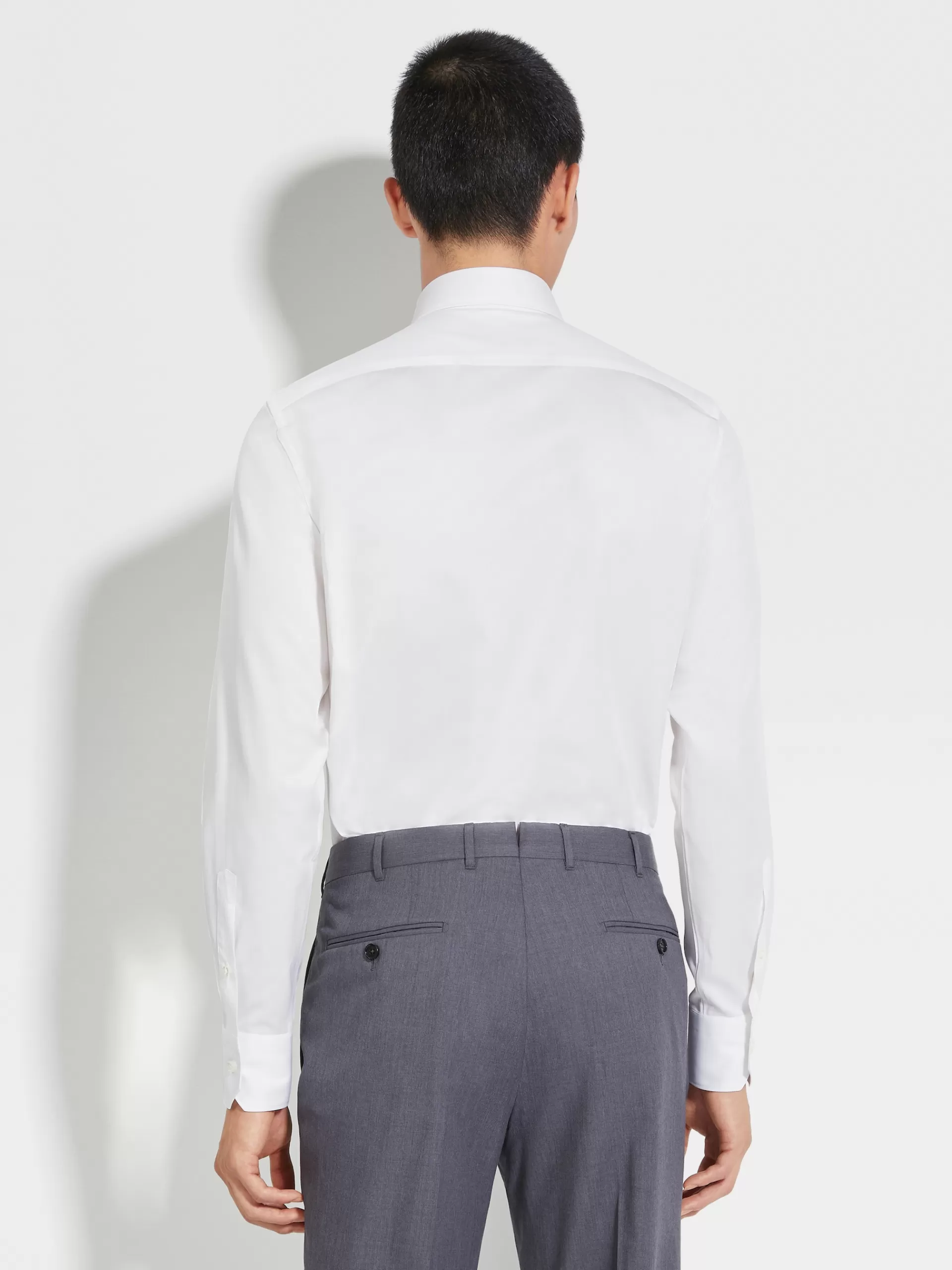 Hot ZEGNA Chemise Habilleehe Et Micro-Rayures En Coton Trecapi A Manches Longues Blanc