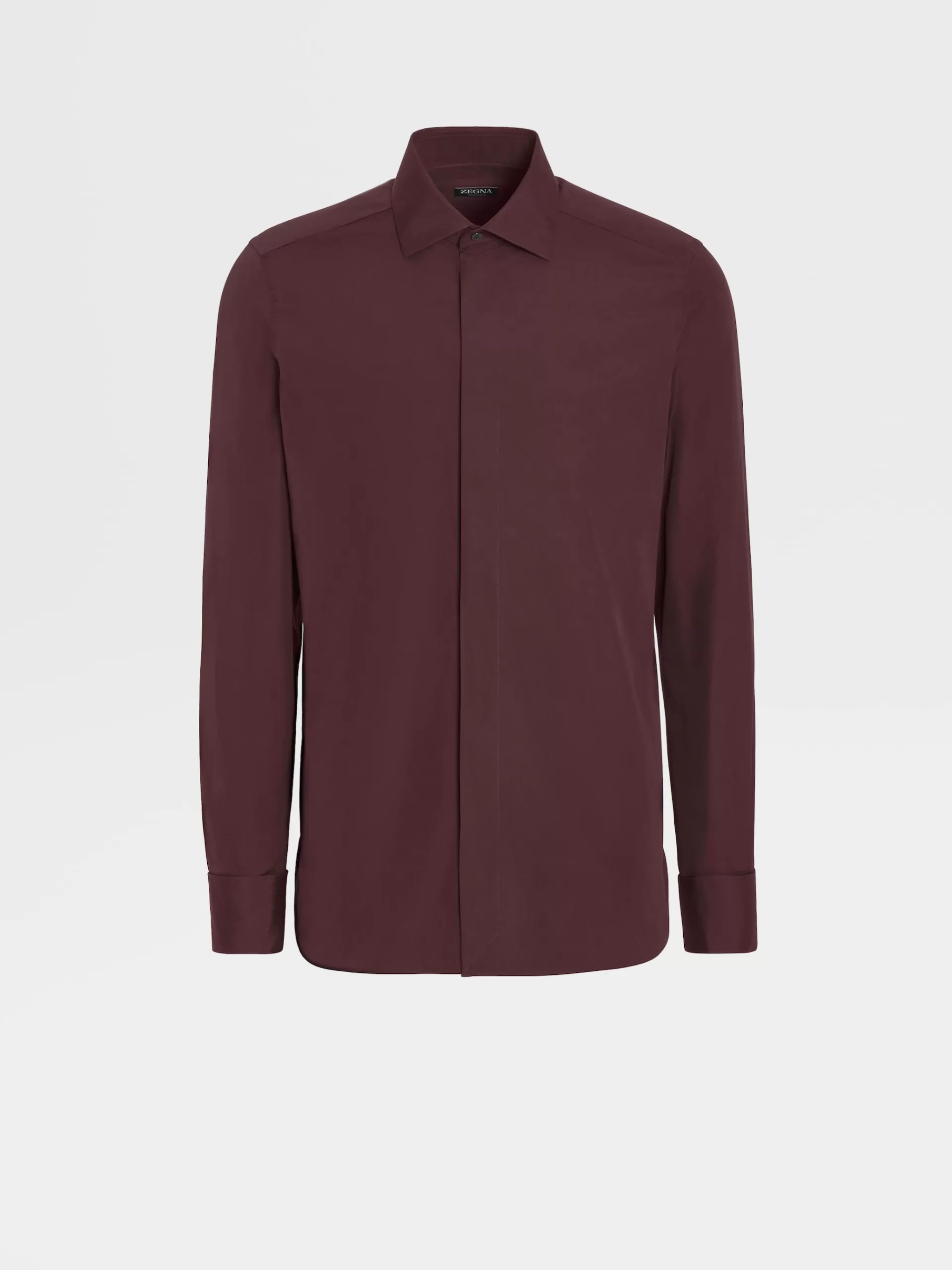 Hot ZEGNA Chemise Manches Longues De Soiree En Soie Pure Bordeaux