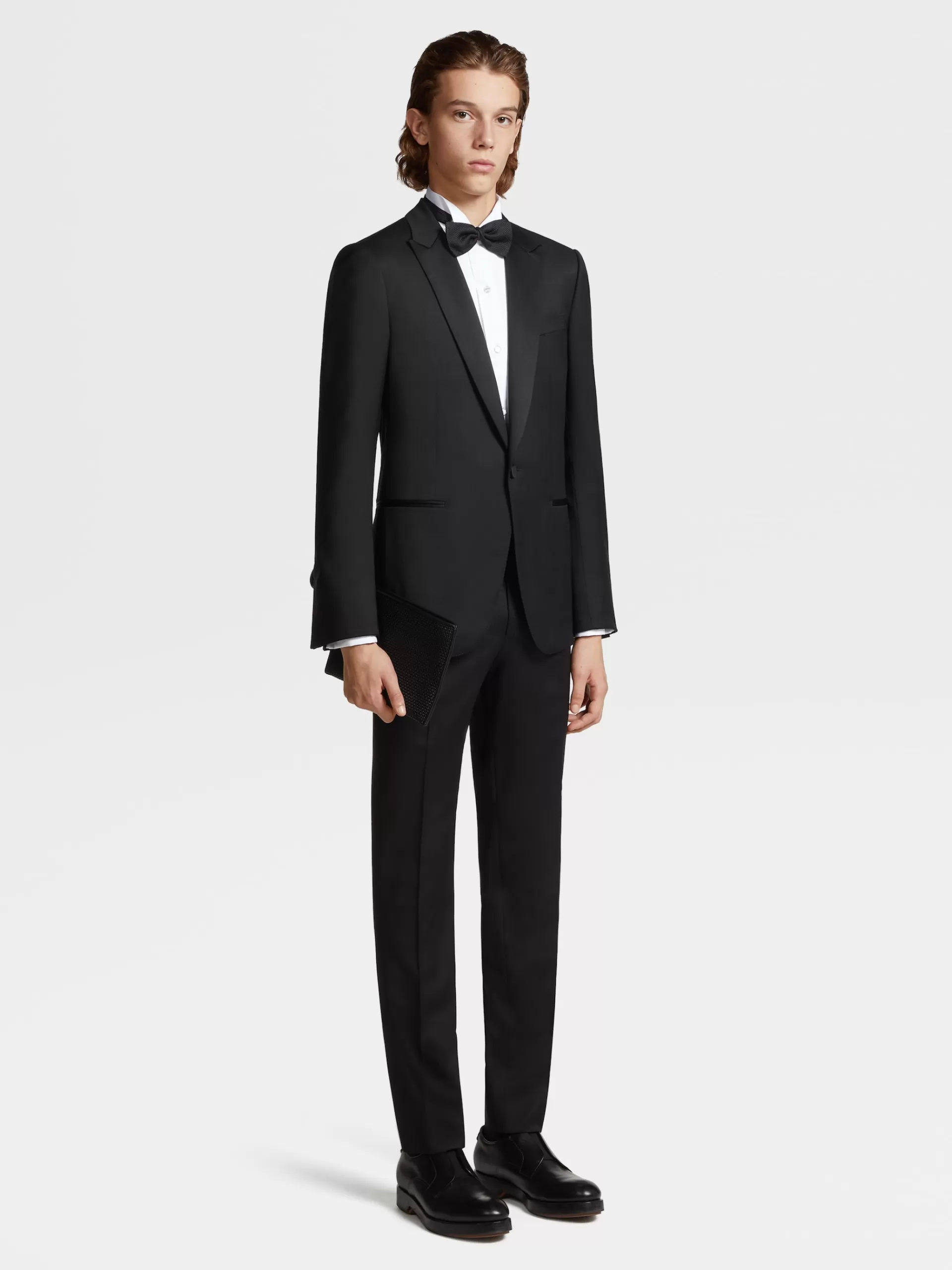 Online ZEGNA Chemise Manches Longues De Soireehe En Pique De Coton Pur Blanc