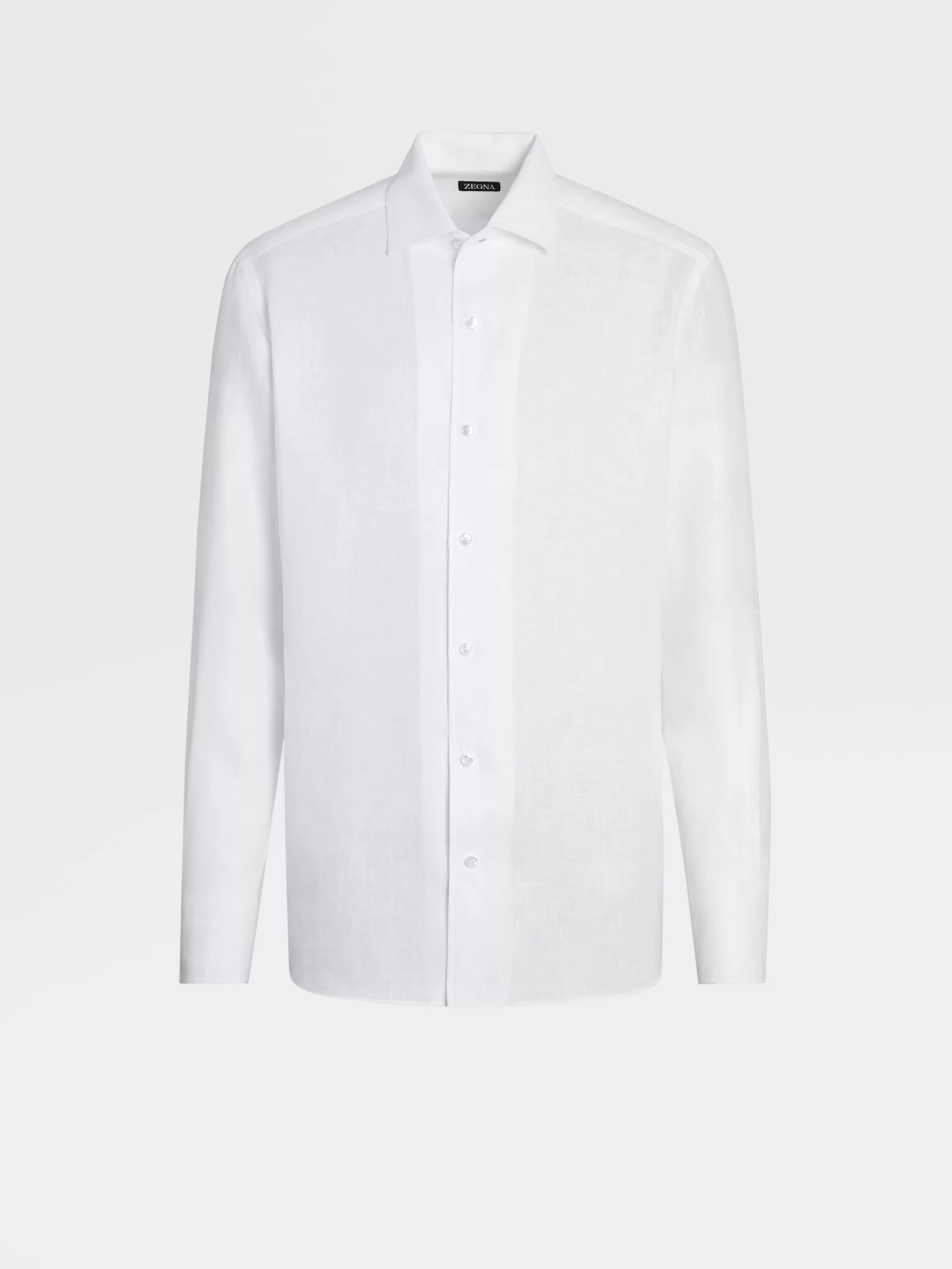 Best ZEGNA Chemise Manches Longues En Lin Pur Blanc