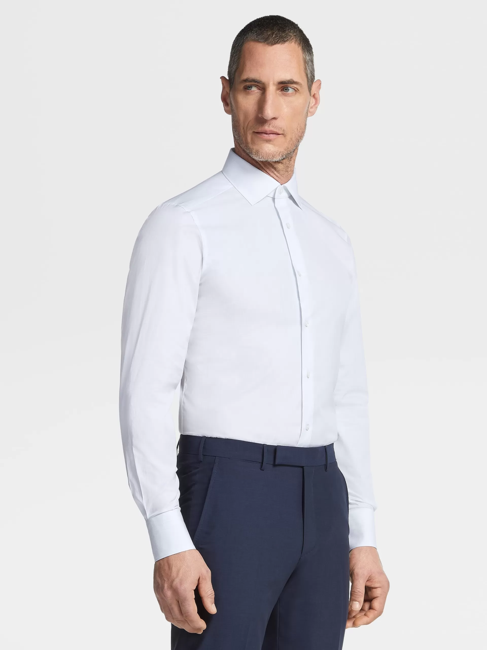 Best ZEGNA Chemise Manches Longues Habillee Bleu Clair A Micro-Rayures En Coton Trofeo™ Comfort Bleu Clair/Blanc