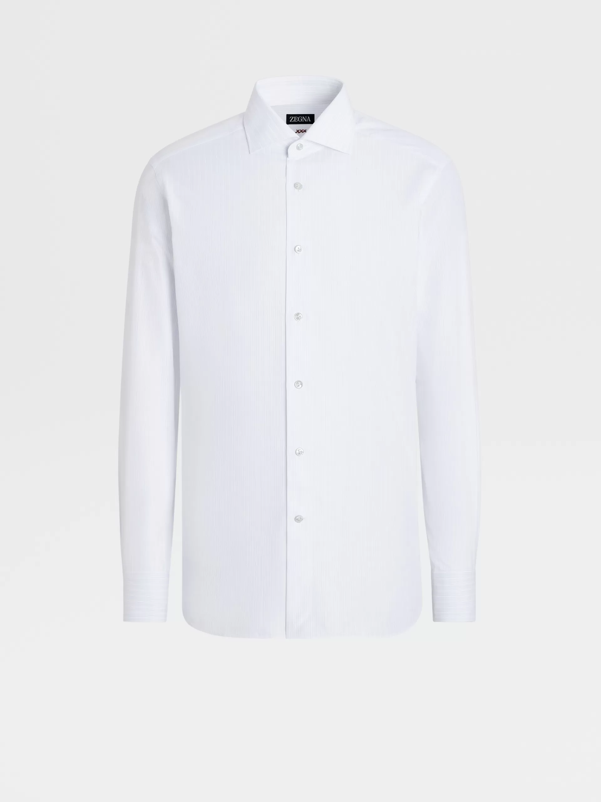 Sale ZEGNA Chemise Manches Longues Habillee Bleu Clair A Rayures En Coton Blanc/Bleu Clair