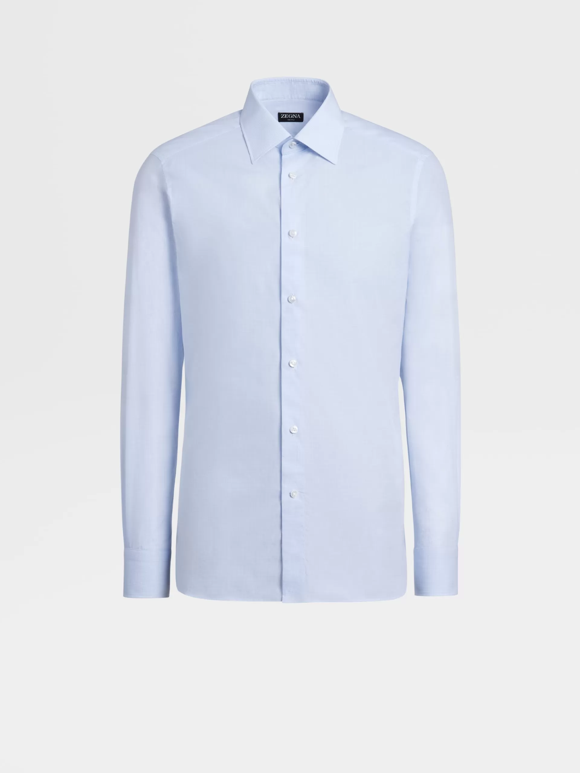 Hot ZEGNA Chemise Manches Longues Habillee Bleu Clair Et Blanc A Micro-Carreaux En Coton100Fili Bleu Clair/Blanc