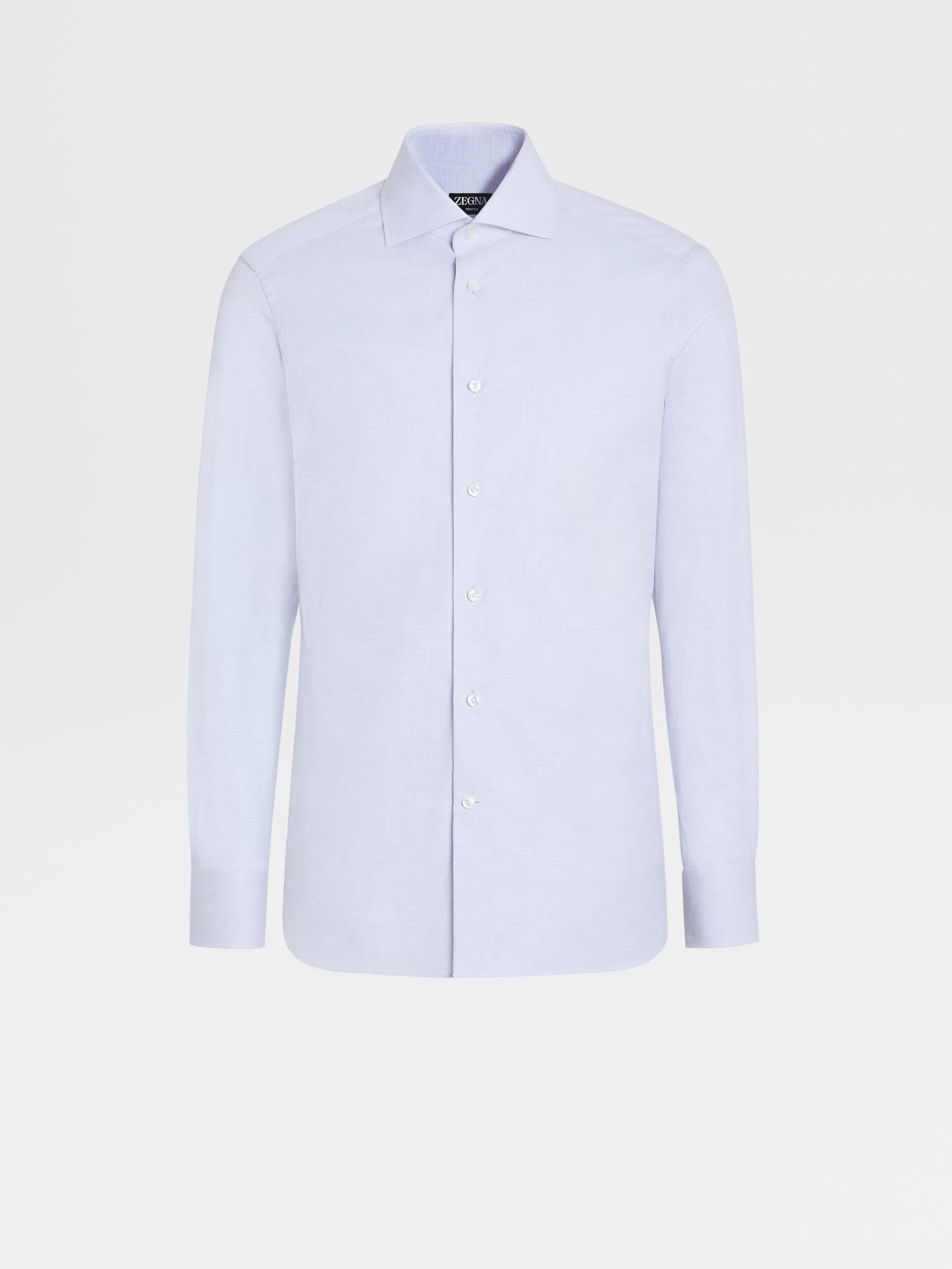 Cheap ZEGNA Chemise Manches Longues Habillee Bleu Et Blanc En Coton Trofeo™ Bleu/Blanc