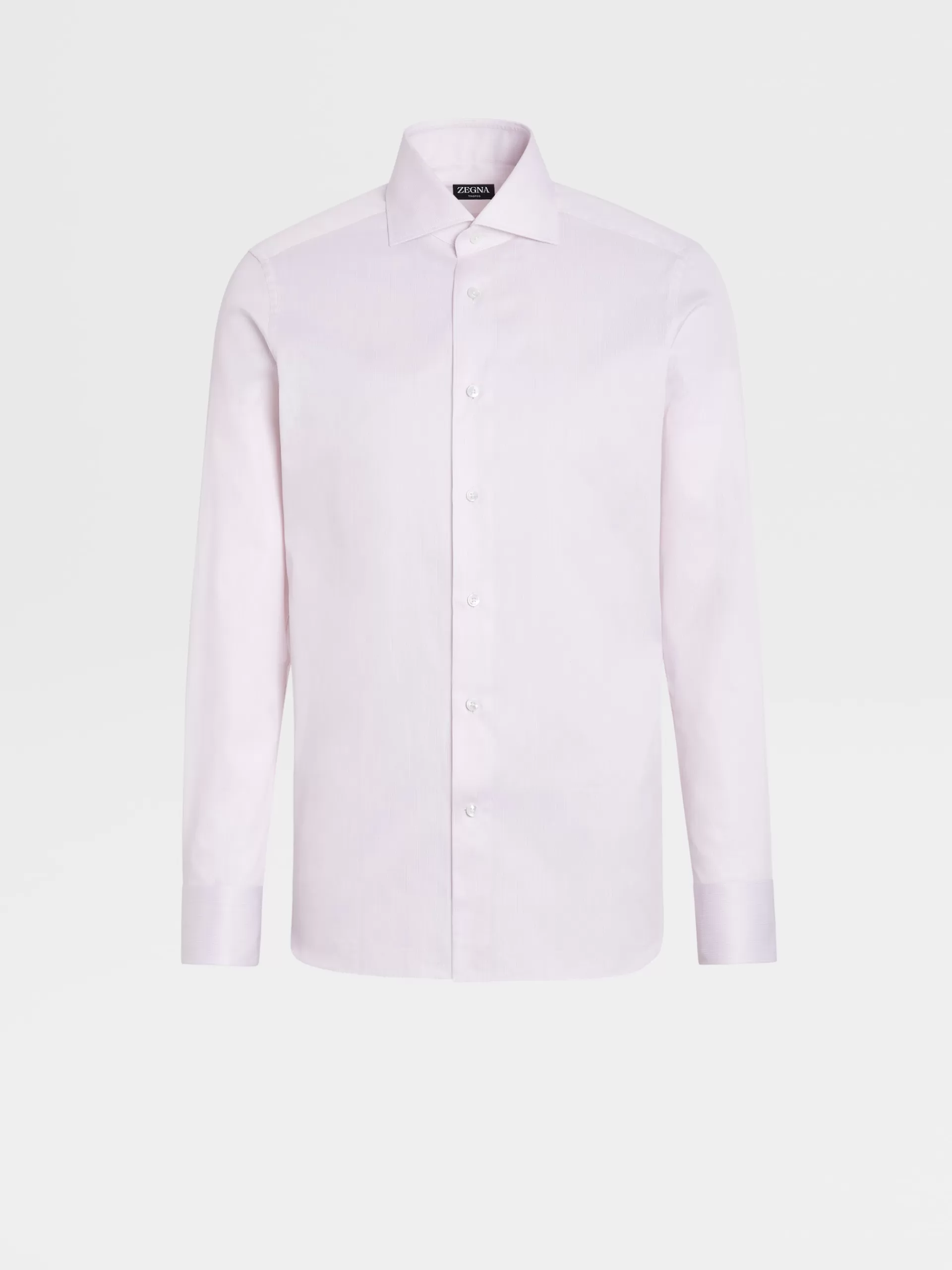Discount ZEGNA Chemise Manches Longues Habillee Rose Poudre Et Blanc A Micro-Rayures En Coton Trofeo™ Rose Poudre/Blanc