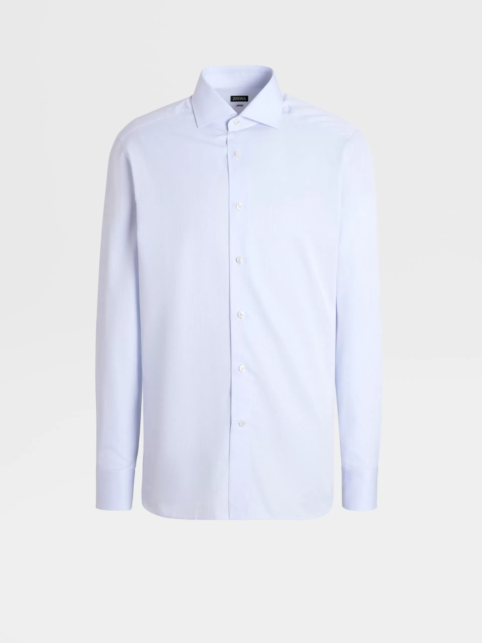 New ZEGNA Chemise Manches Longues Habilleea Rayures En Coton Bleu Clair