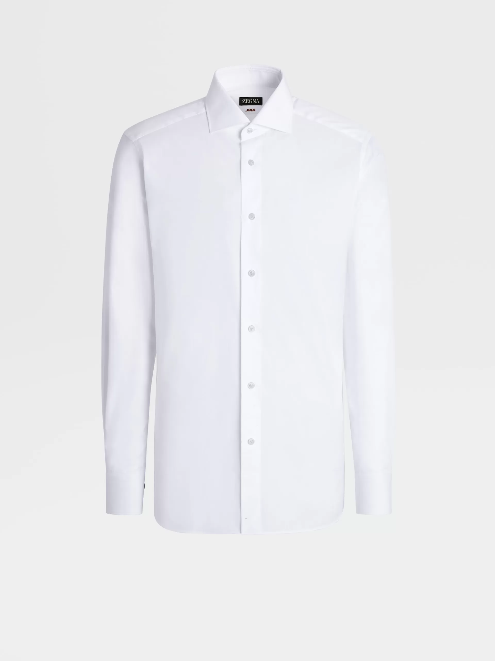 Store ZEGNA Chemise Manches Longues Habilleehe A Chevrons En Coton Blanc