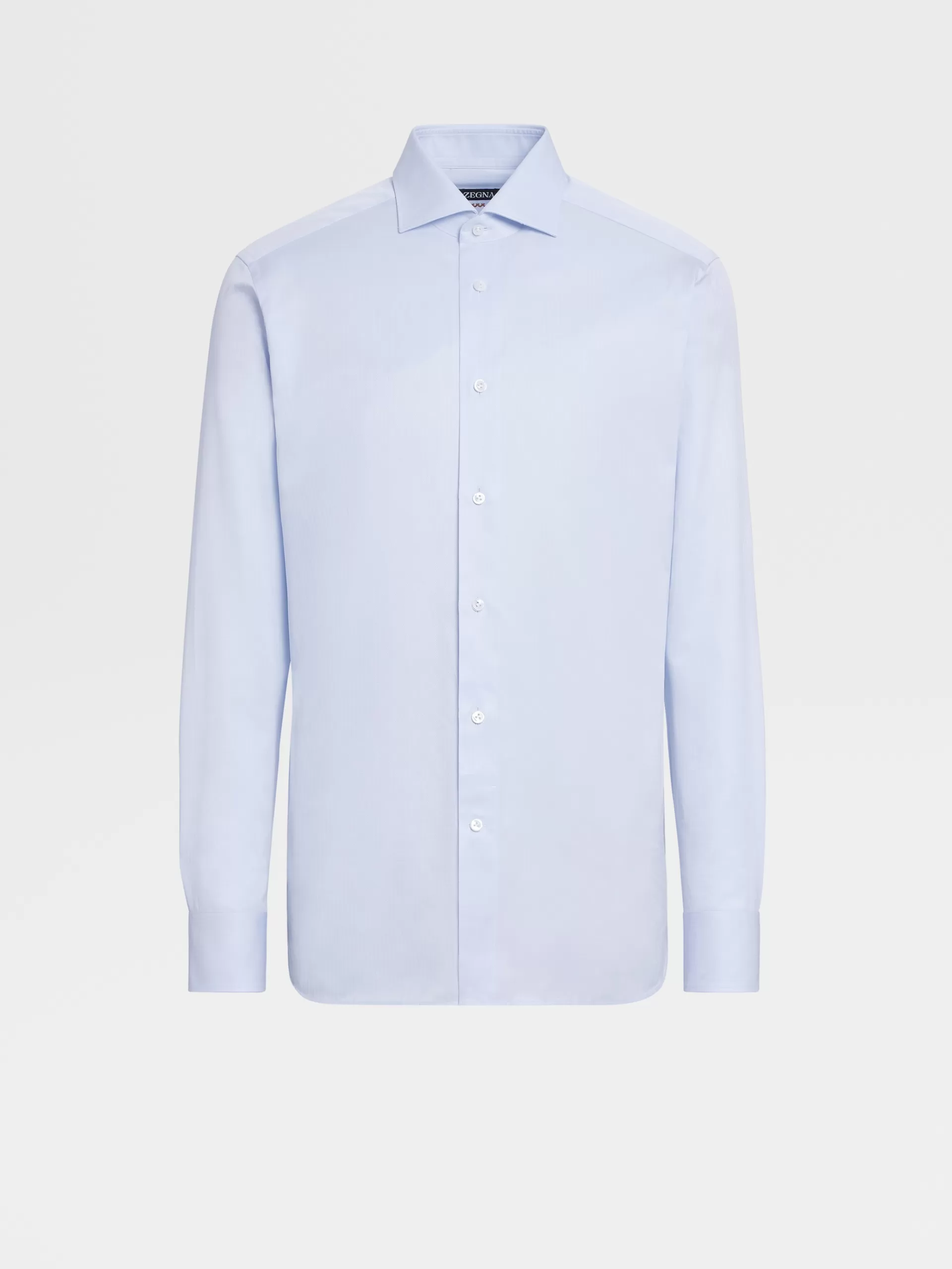 Best ZEGNA Chemisea Chevrons En Coton A Manches Longues Bleu Clair