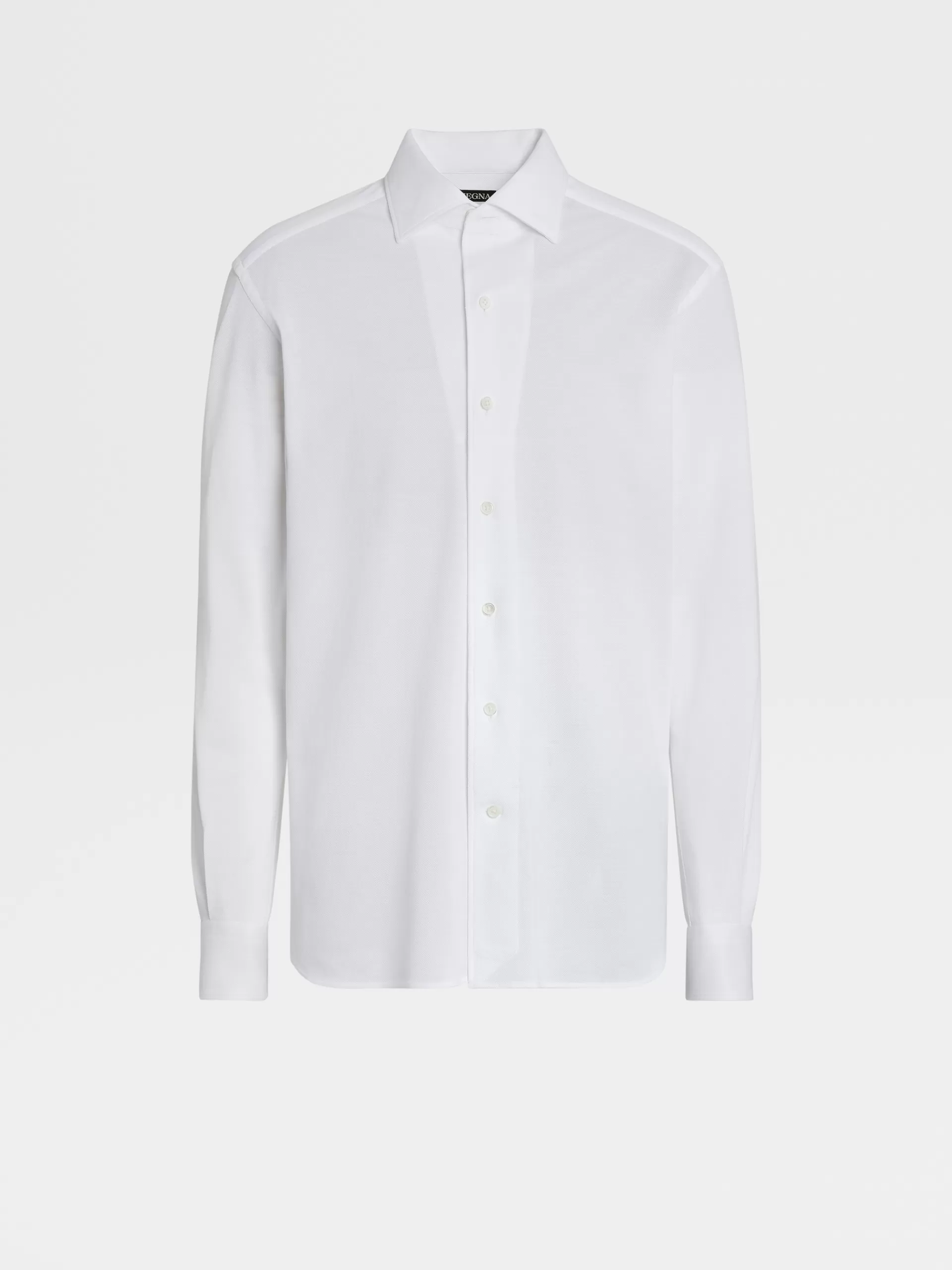 Cheap ZEGNA Chemisehe En Jersey De Coton A Manches Longues Blanc