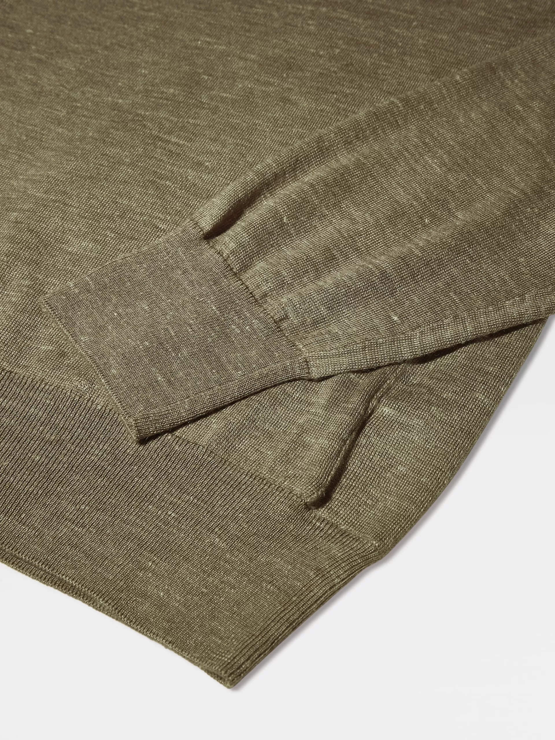 Shop ZEGNA Col Ras Du Cou En Maille De Soie, Cachemire Et Lin Vert Kaki Clair