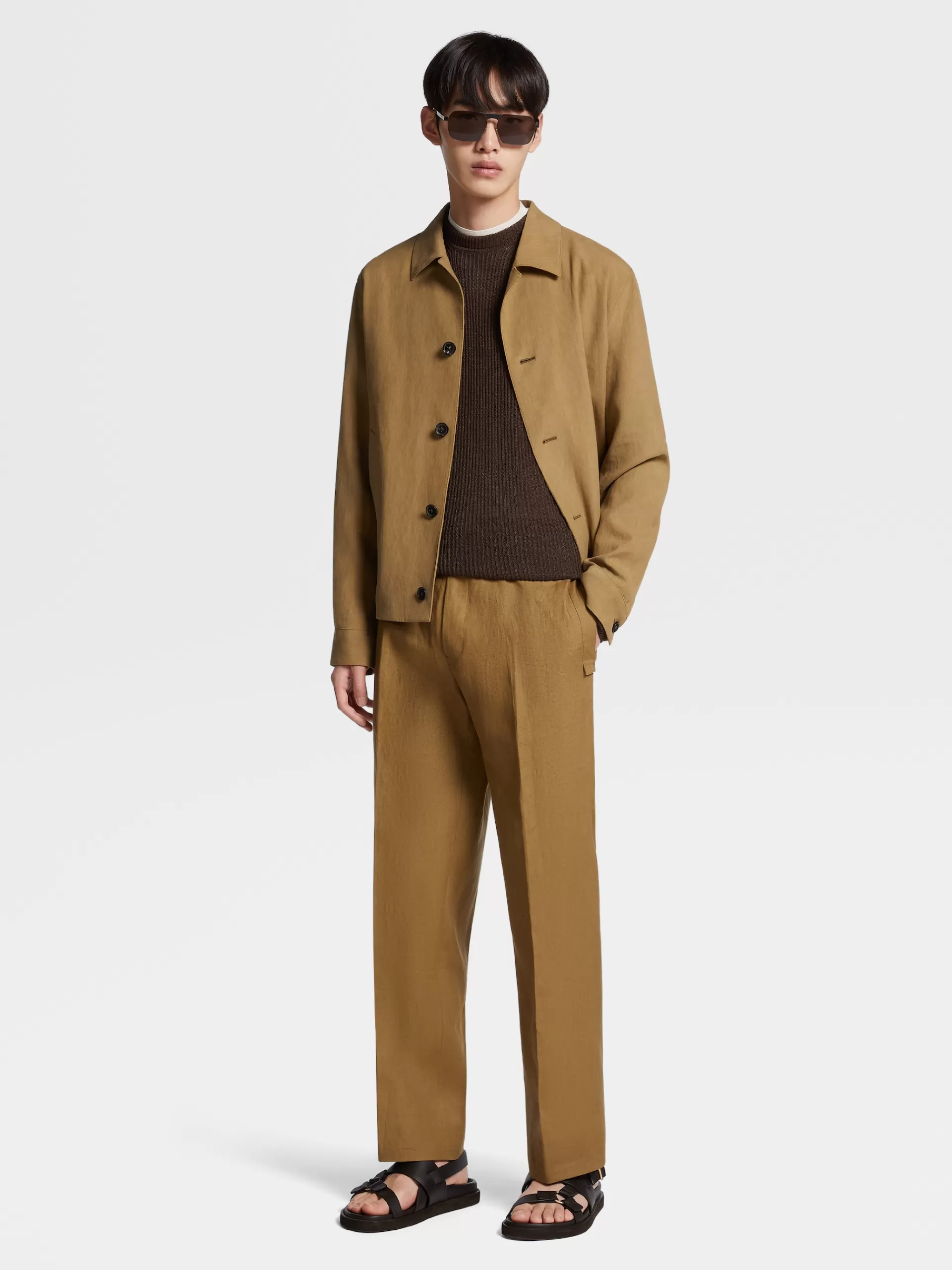 Store ZEGNA Col Ras Du Cou En Maille De Soie, Cachemire Et Lin Blanc