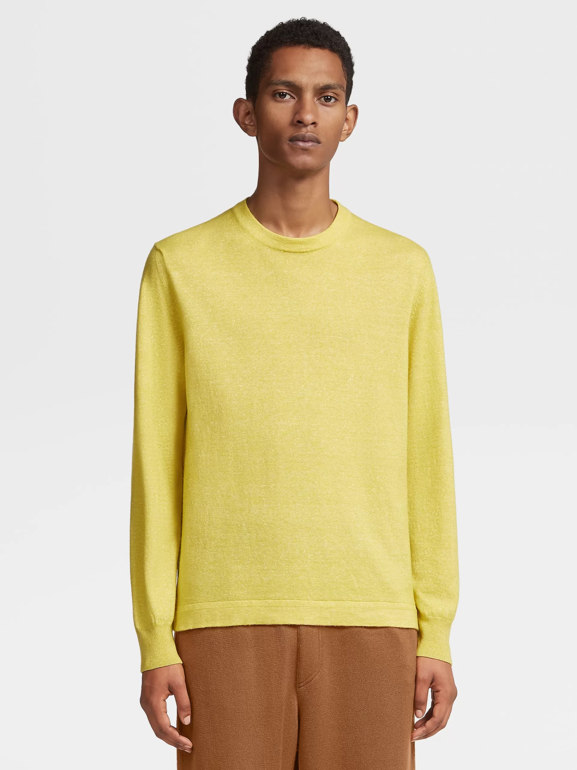 Hot ZEGNA Col Ras Du Cou En Maille Oasi Cashmere Chine Jaune