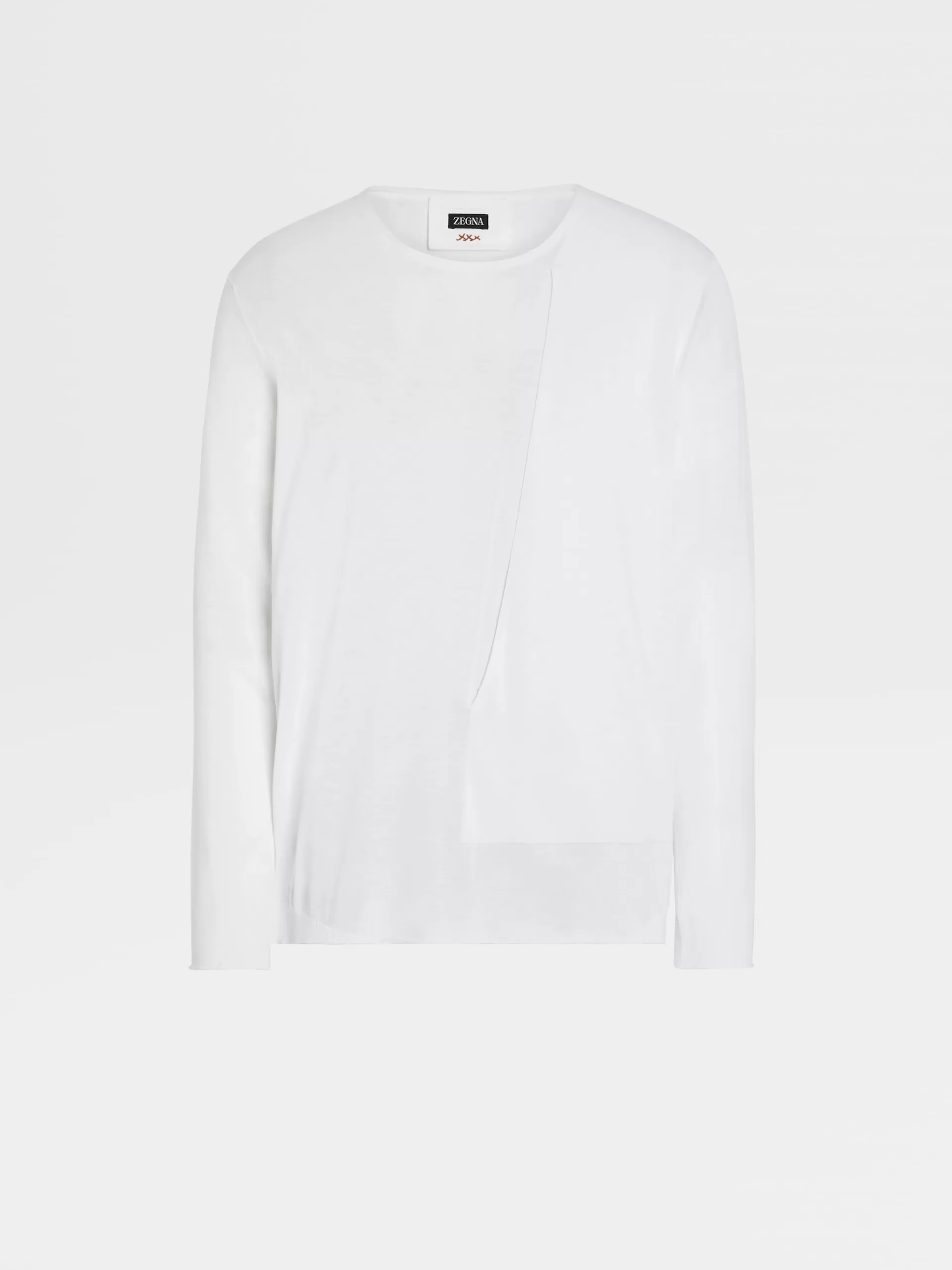 Clearance ZEGNA Col Ras Du Cou Fashion Show En Maille De Coton Pur Blanc Casse