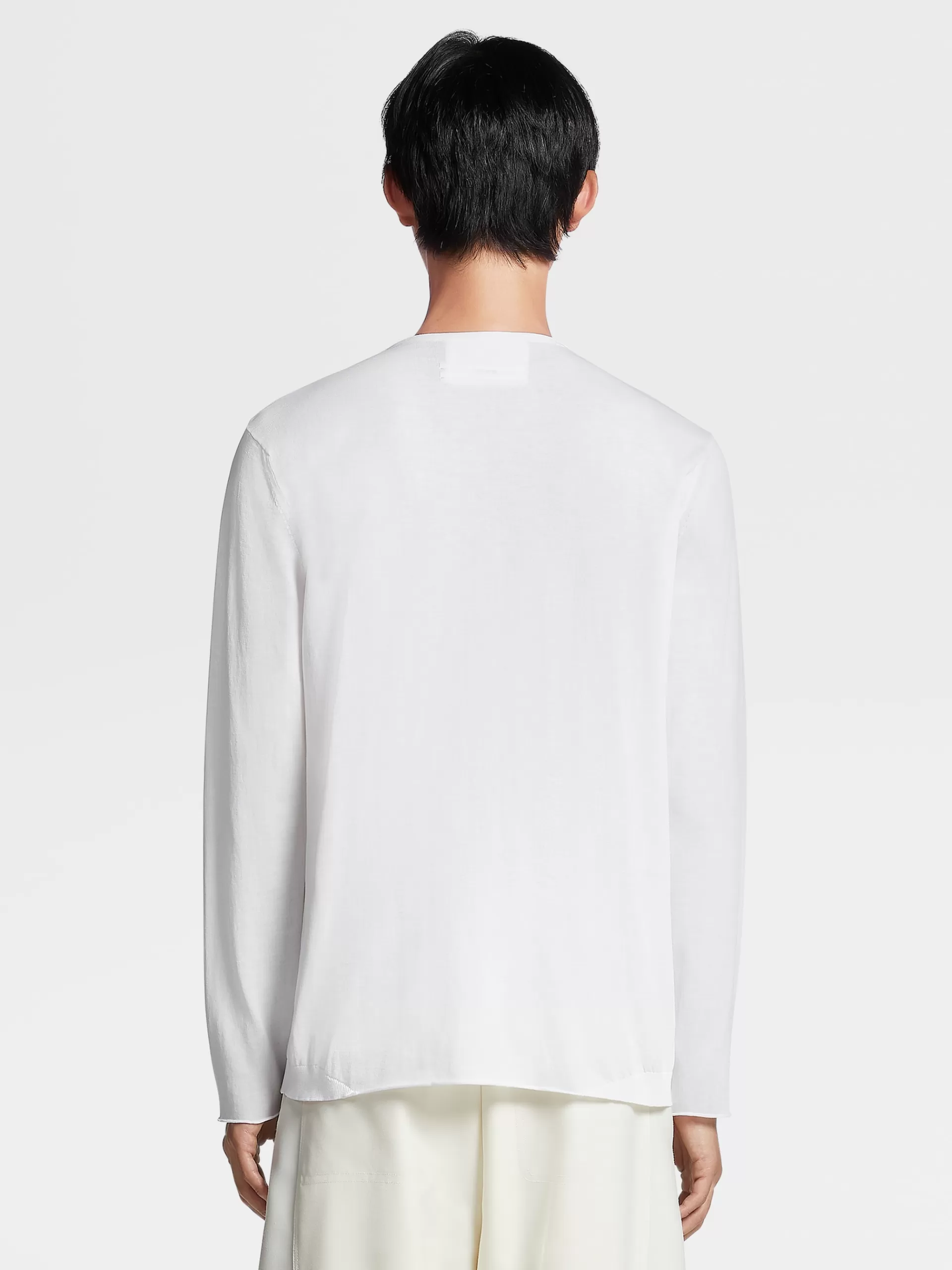 Clearance ZEGNA Col Ras Du Cou Fashion Show En Maille De Coton Pur Blanc Casse