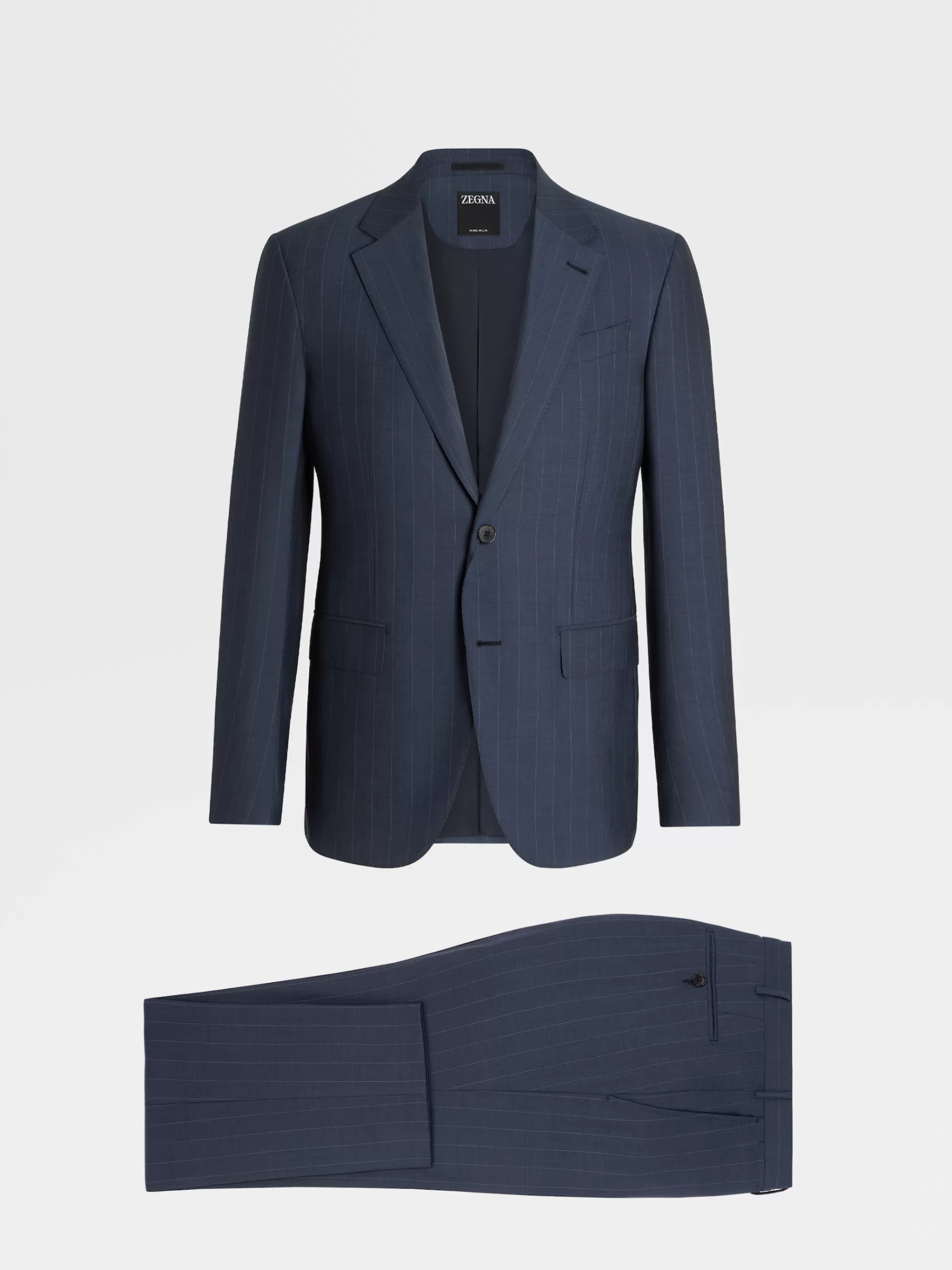 Clearance ZEGNA Costume En Laine 14Milmil14A Fines Rayures Bleu Fonce