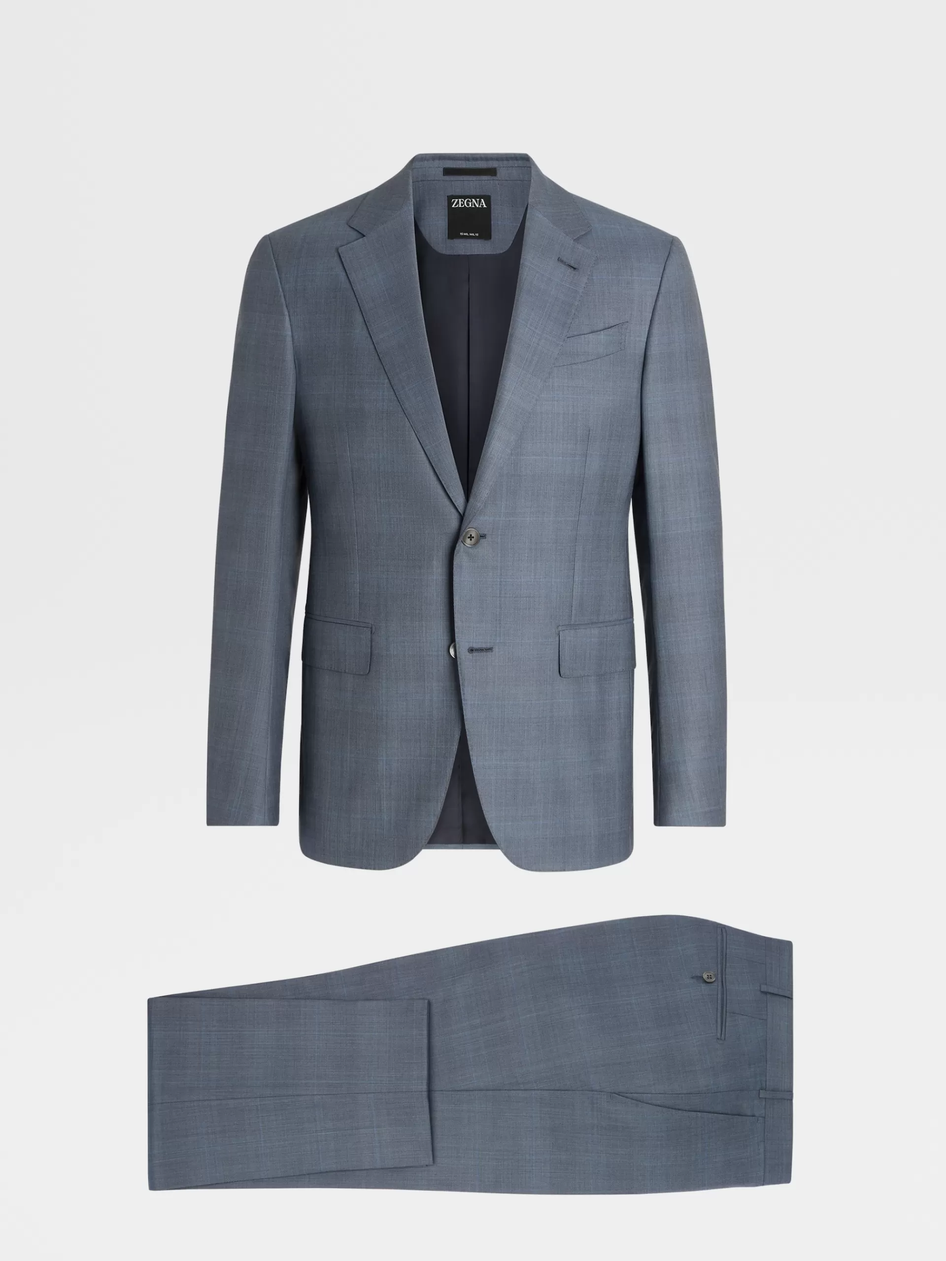 Sale ZEGNA Costume En Laine 15Milmil15A Grands Carreaux Bleu Clair