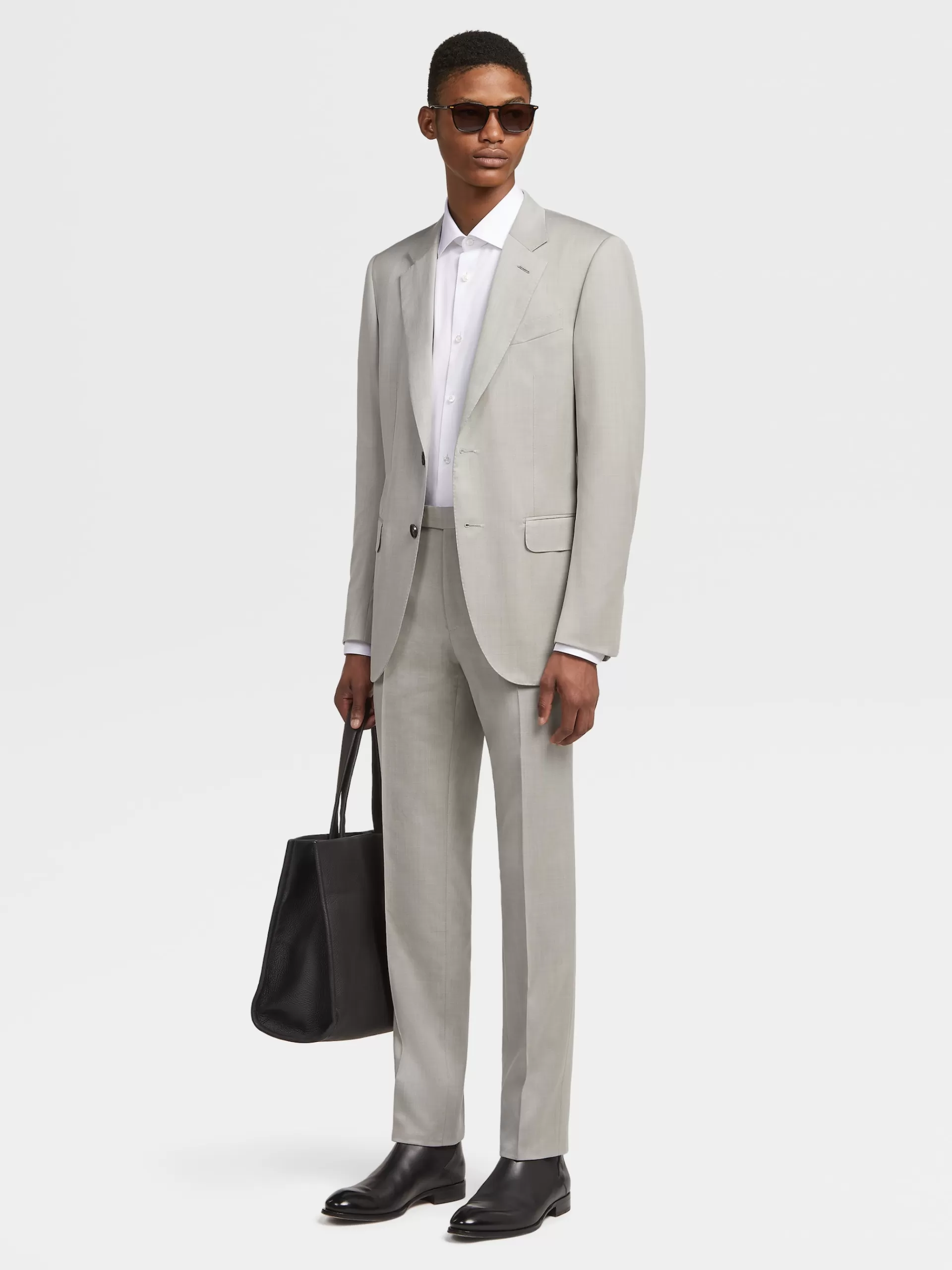 Shop ZEGNA Costume En Laine Centoventimila Taupe Clair