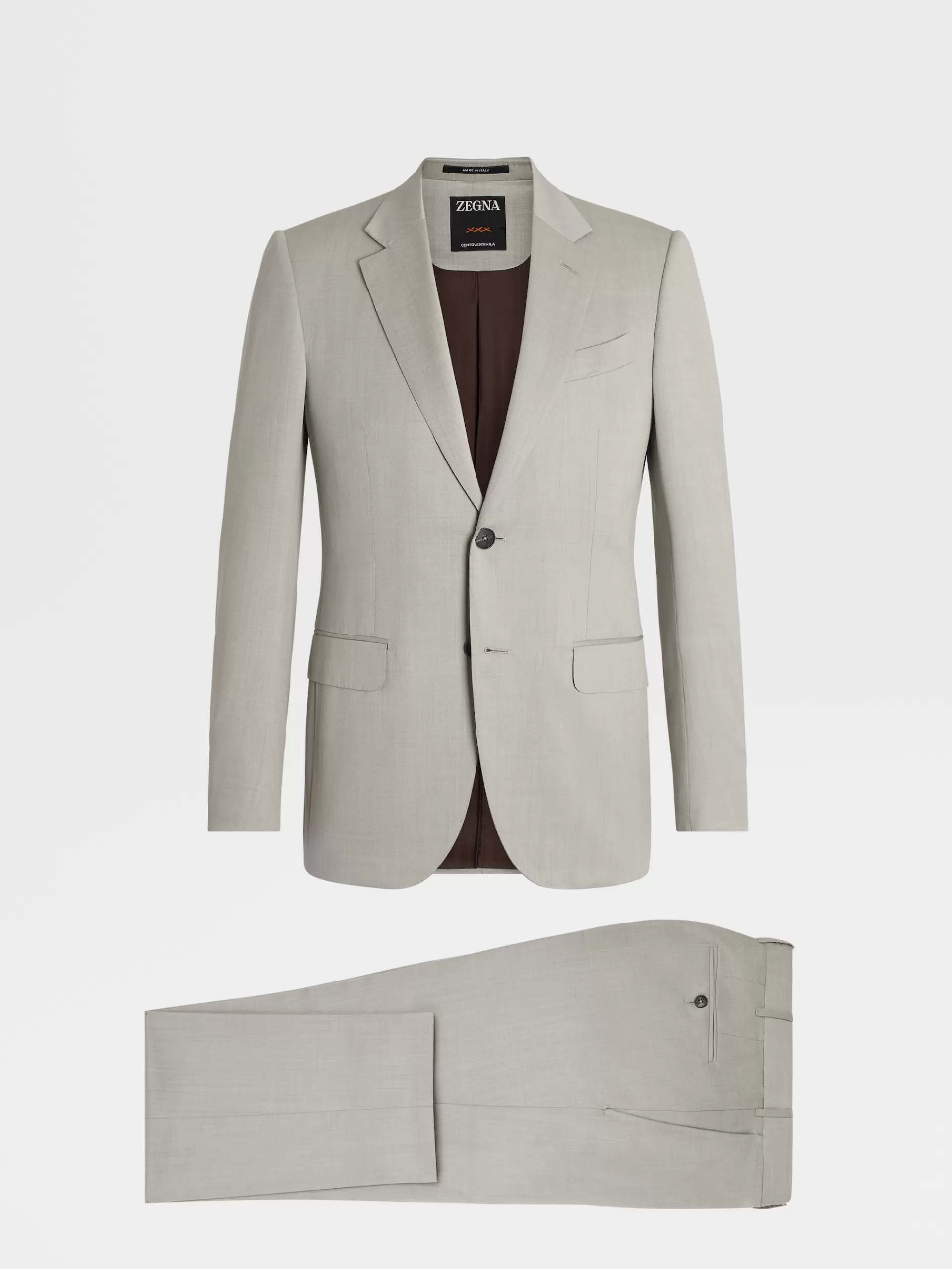 Shop ZEGNA Costume En Laine Centoventimila Taupe Clair