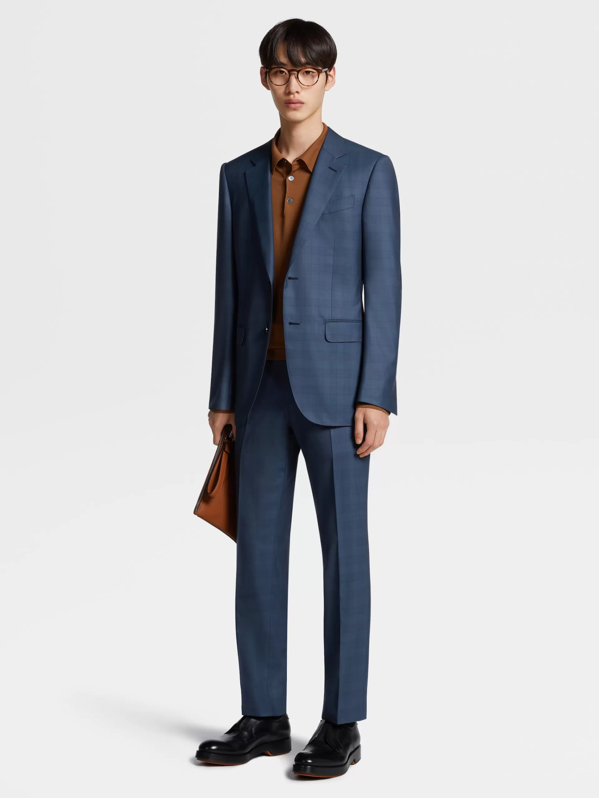 Best ZEGNA Costume En Laine Centoventimila A Motif Prince De Galles Bleu