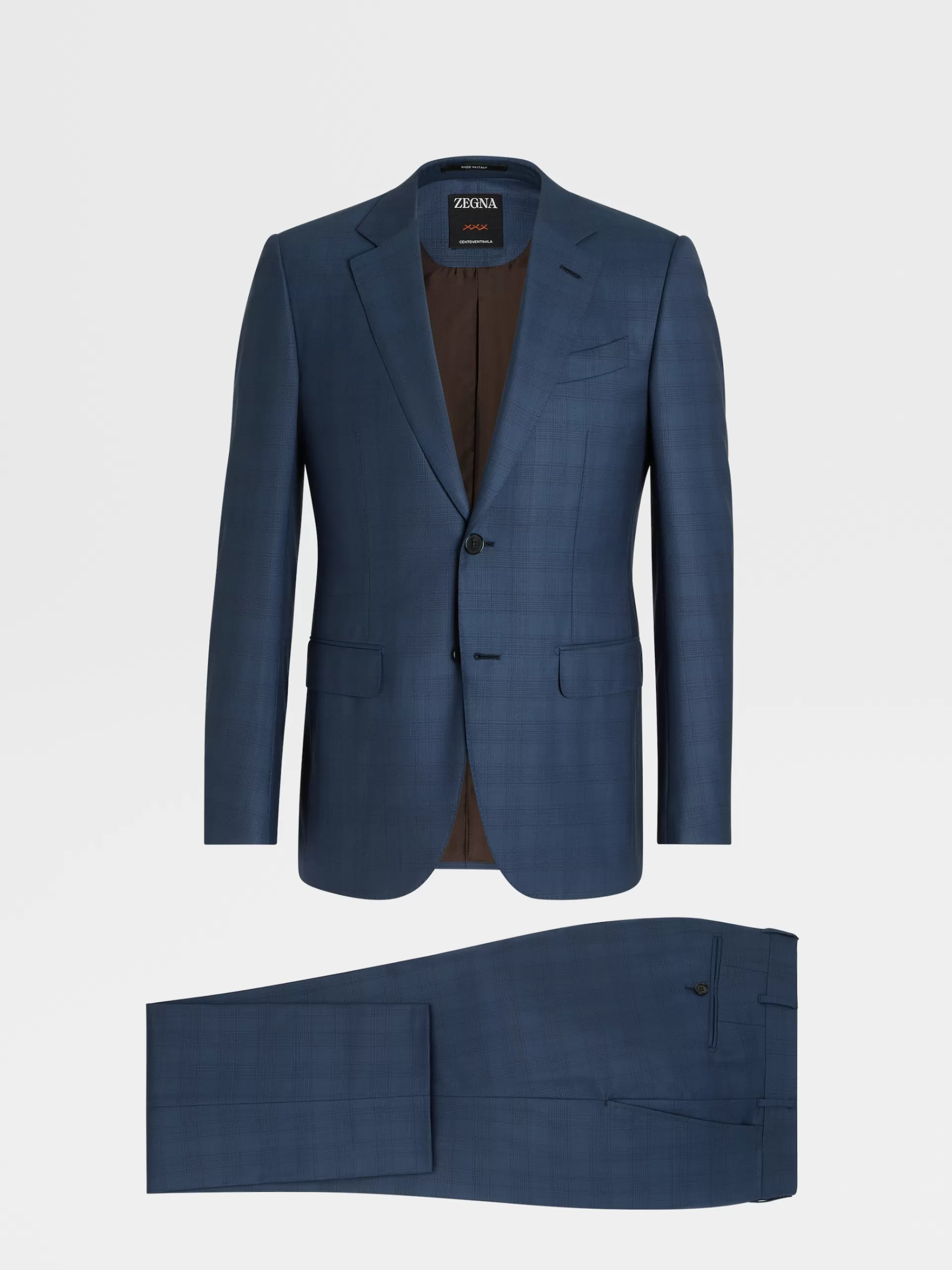 Best ZEGNA Costume En Laine Centoventimila A Motif Prince De Galles Bleu