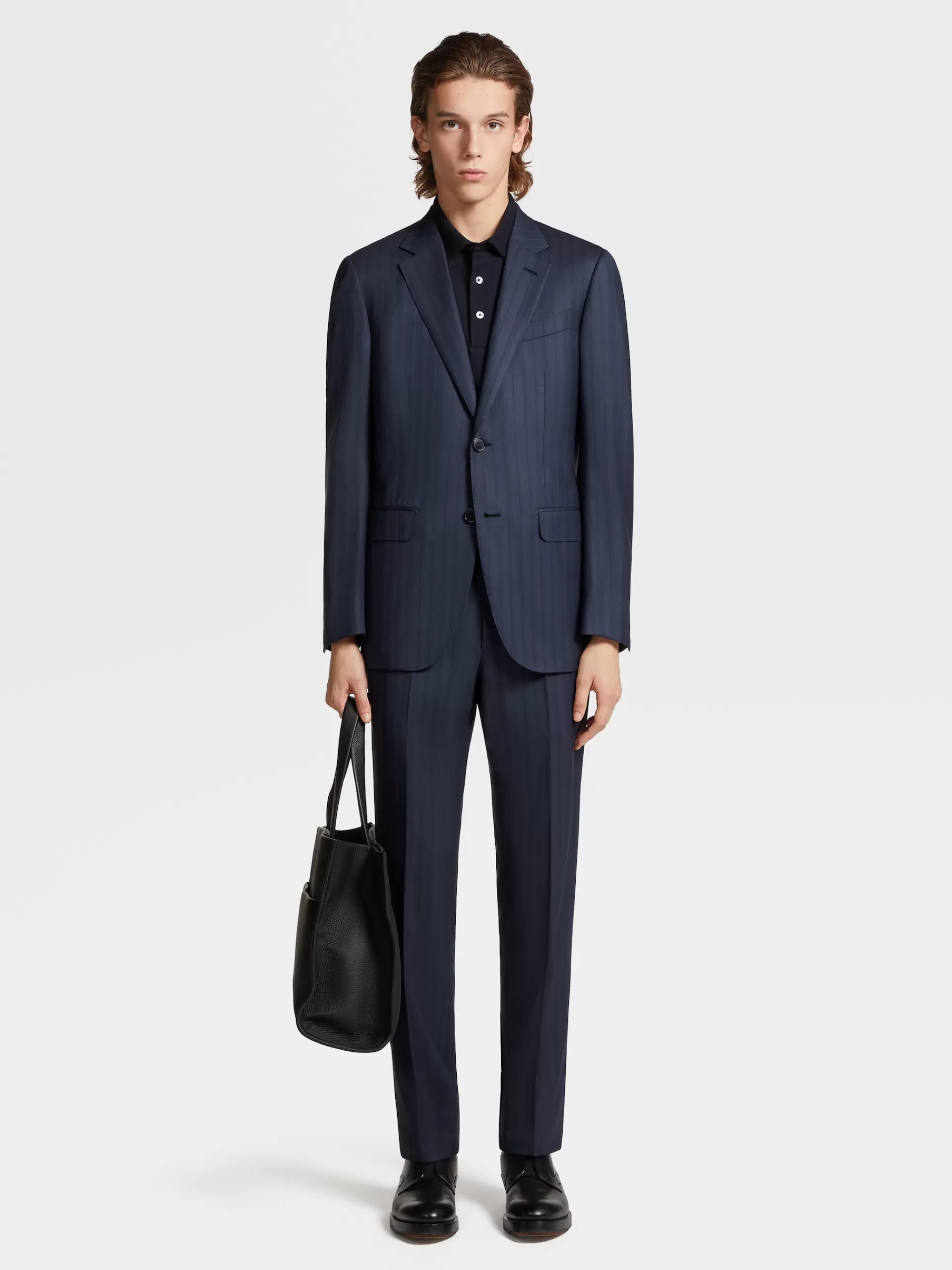 Cheap ZEGNA Costume En Laine Centoventimila Bleu Marine Et Noir Bleu Marine/Noir